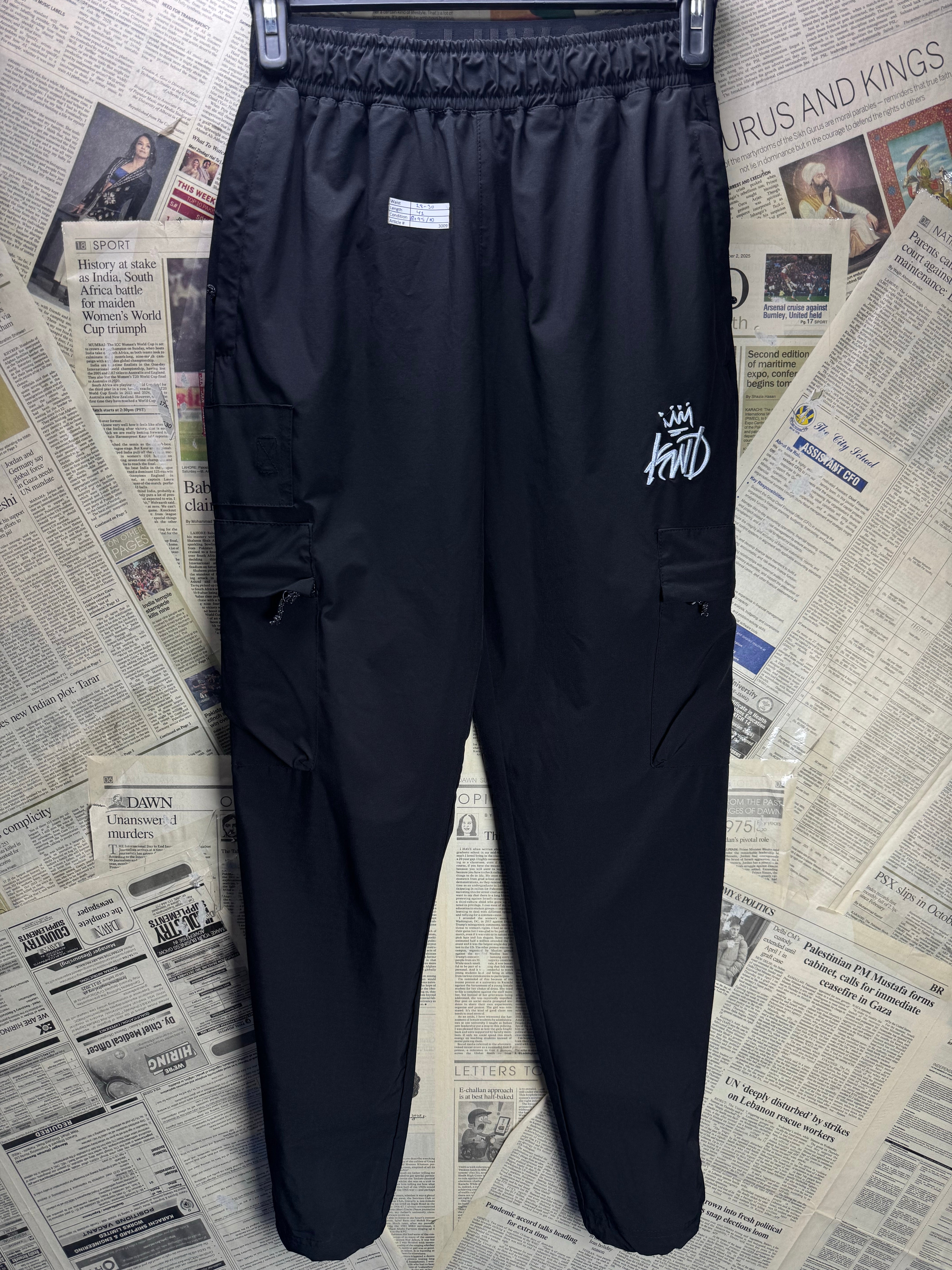 KWD® Waist: 28" to 30" | Black | Gym Trousers | Poly - Elastane | 3009 - Genuine Maal