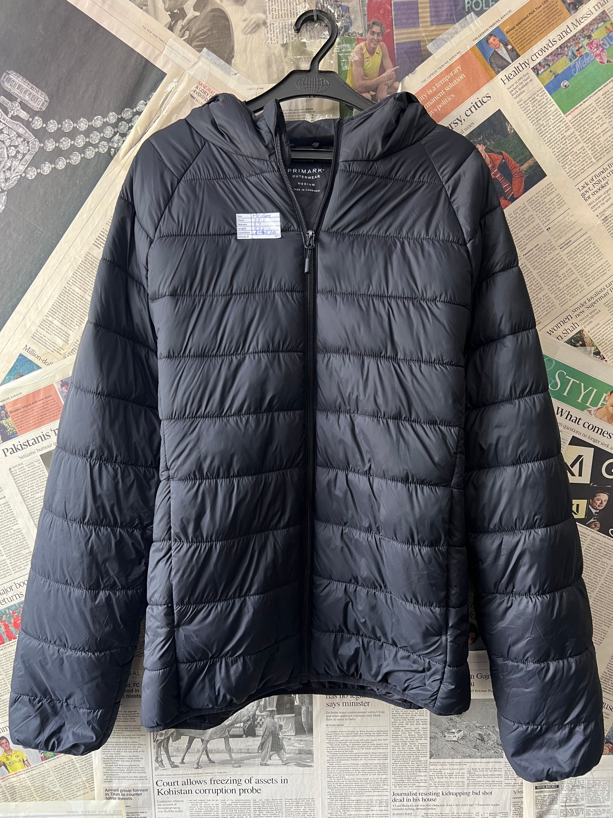 Primark® Medium | Chest: 22.5 | Black | Puffer Jacket | 838 - Genuine Maal