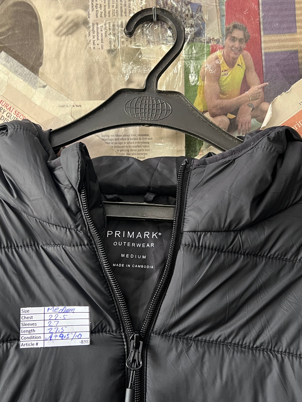 Primark® Medium | Chest: 22.5 | Black | Puffer Jacket | 838 - Genuine Maal