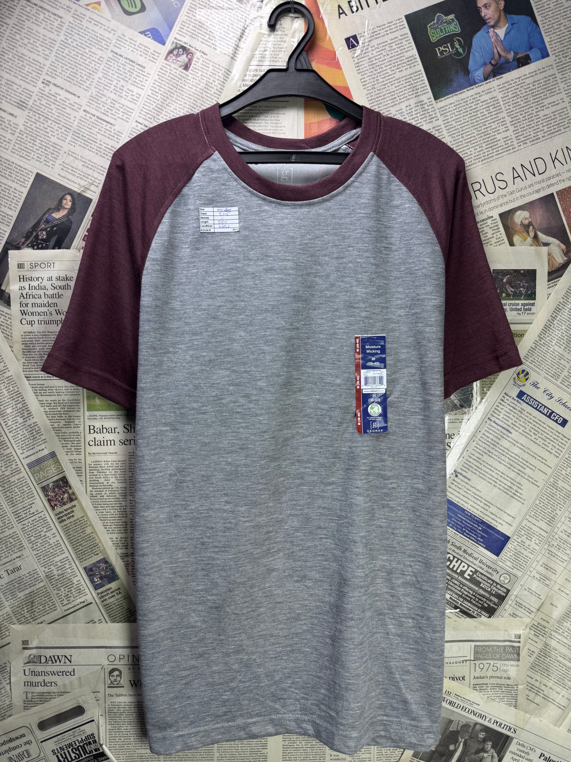 George® Medium | Chest: 21.5" | Grey | Sports T-Shirt | Poly | 3551 - Genuine Maal