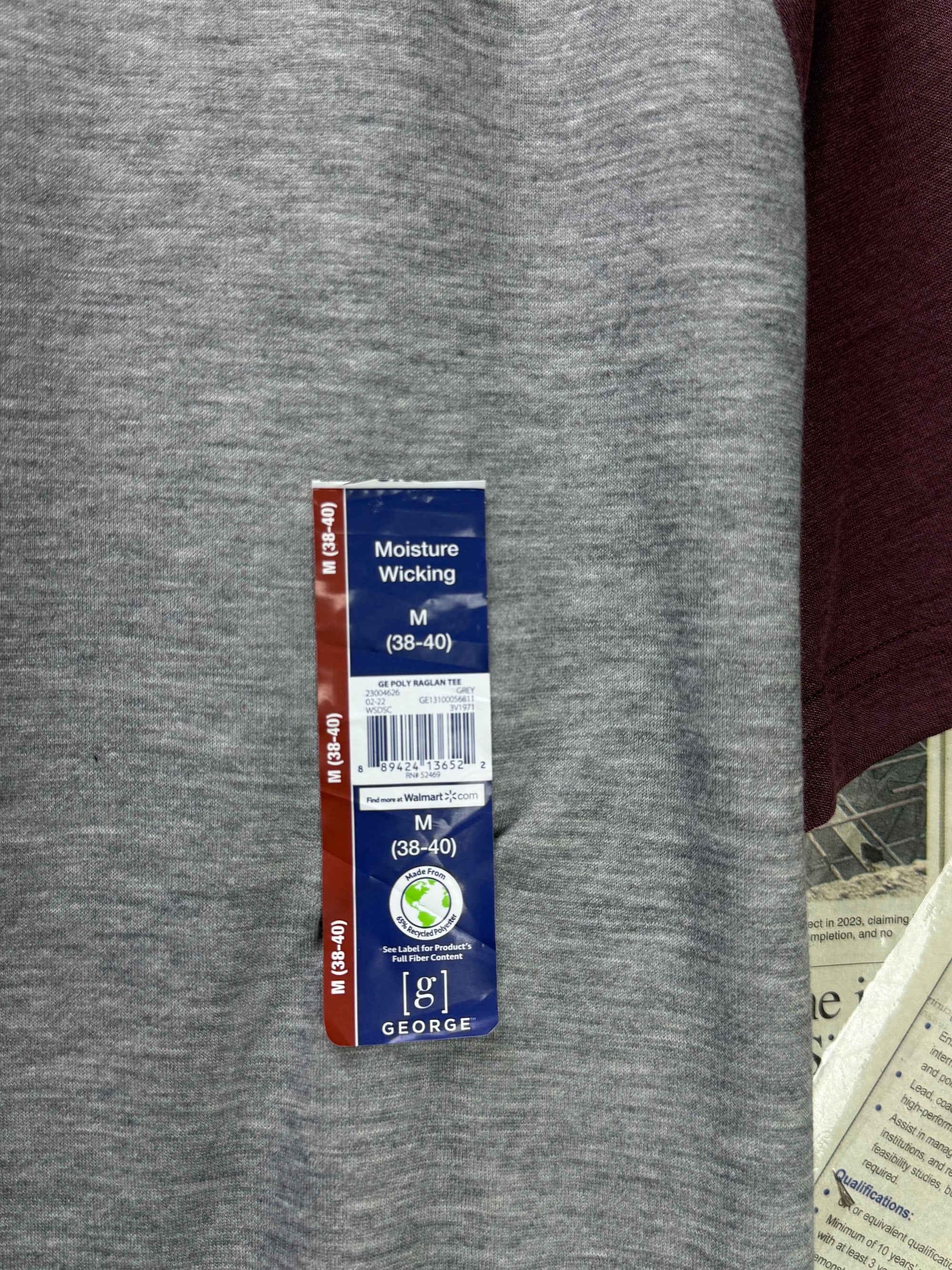 George® Medium | Chest: 21.5" | Grey | Sports T-Shirt | Poly | 3551 - Genuine Maal