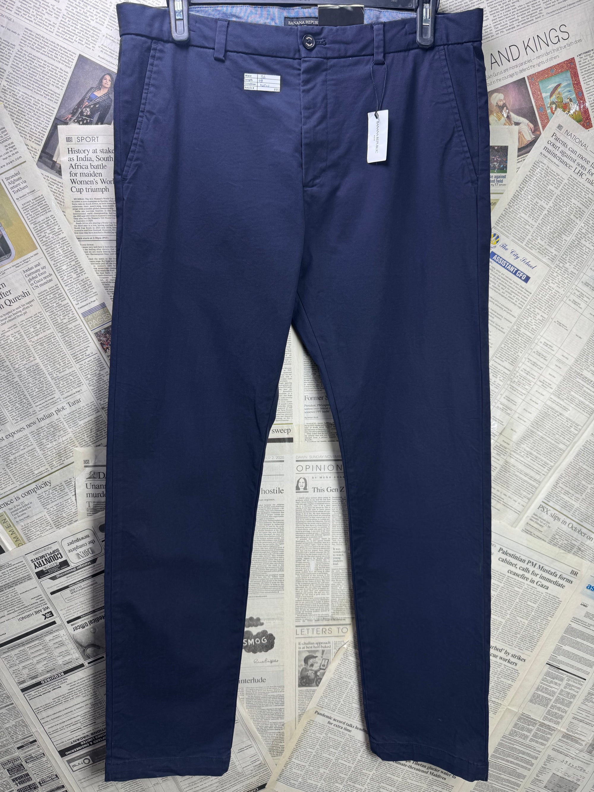 Banana R*public® Waist: 36" | Navy Blue | Chino Pants | Cotton - Elastane | 1322 - Genuine Maal