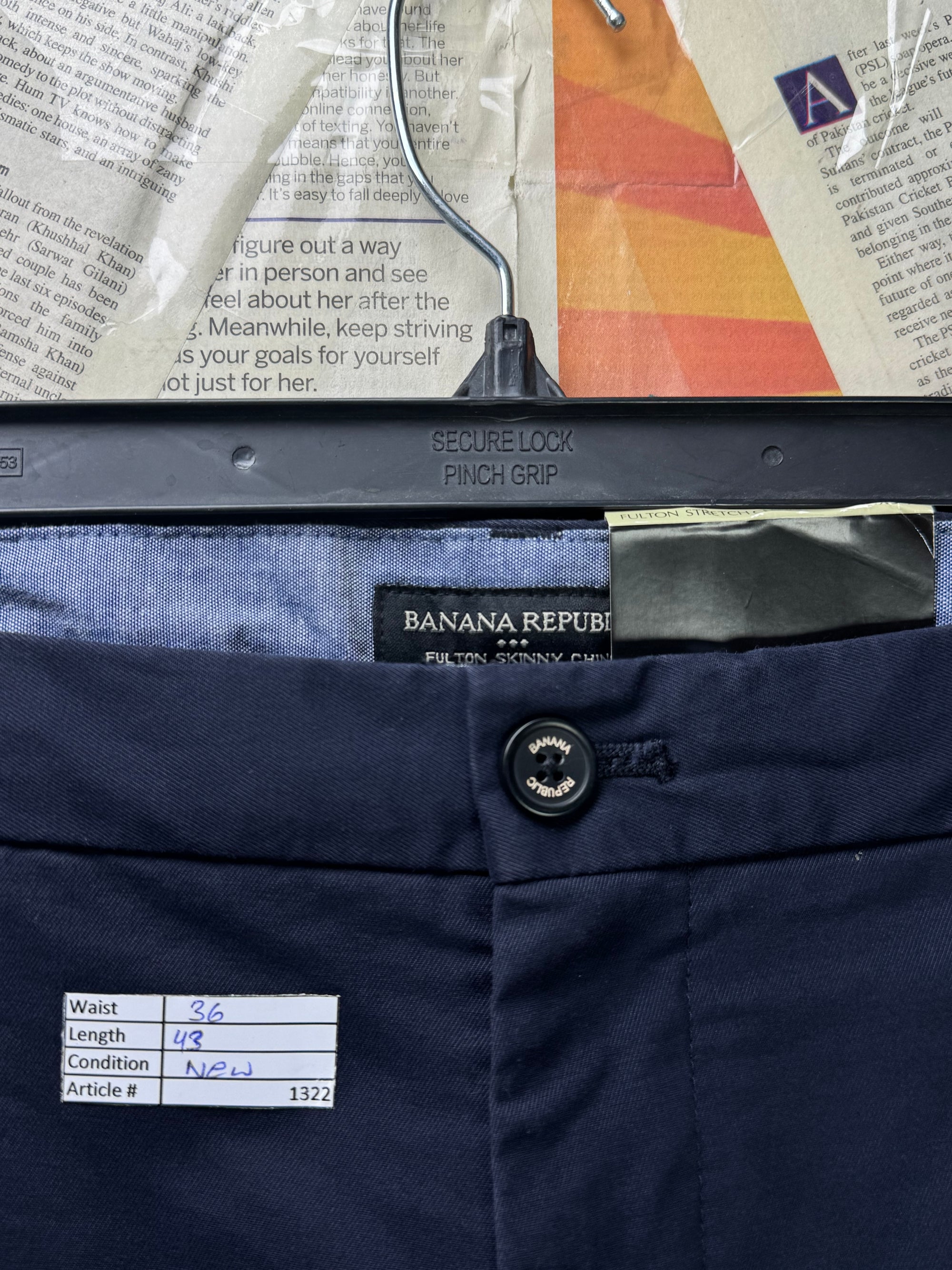 Banana R*public® Waist: 36" | Navy Blue | Chino Pants | Cotton - Elastane | 1322 - Genuine Maal