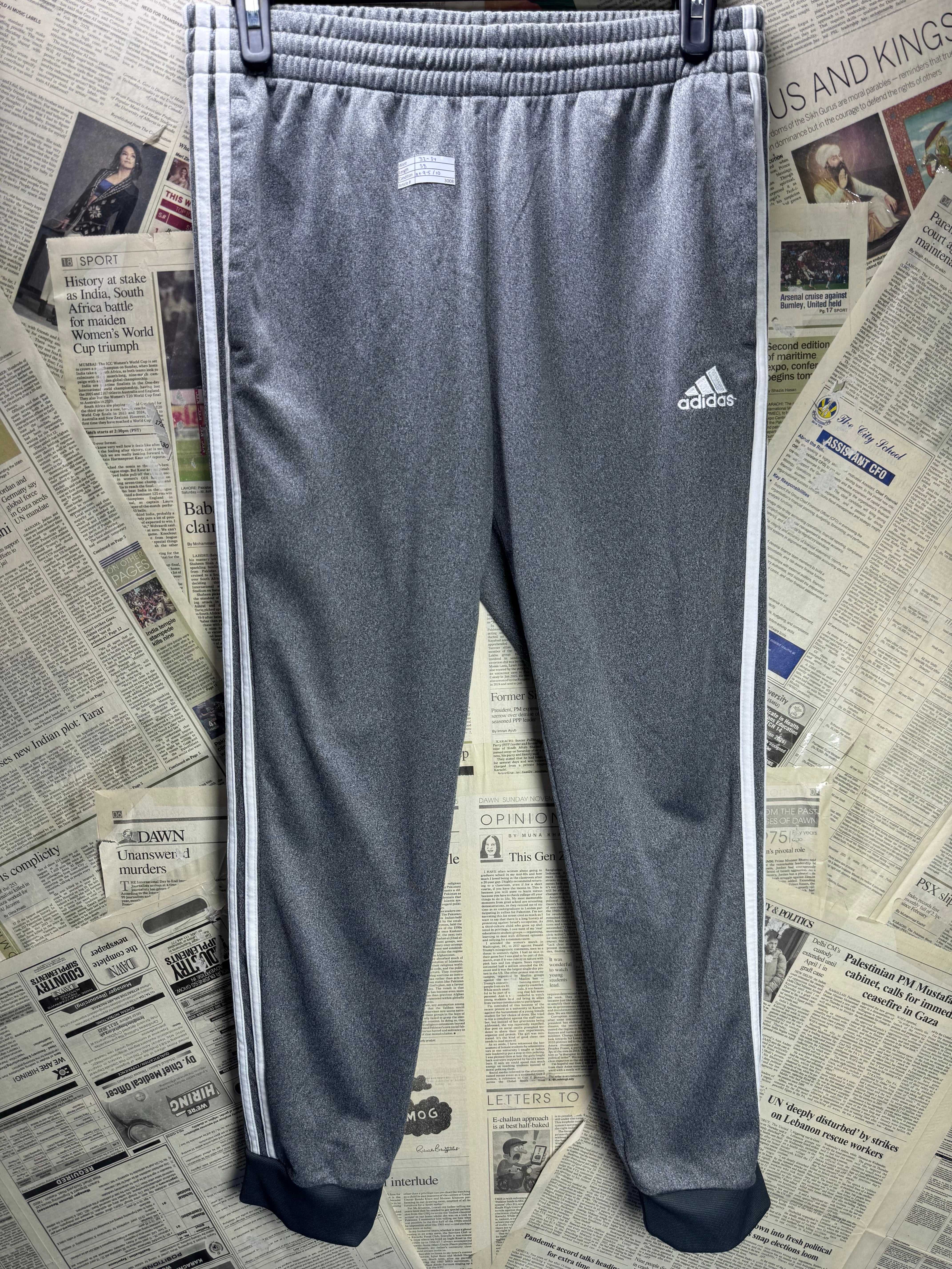 Adi*as® Waist: 32" to 34" | Grey | Sports Trousers | Polyester | 3008 - Genuine Maal