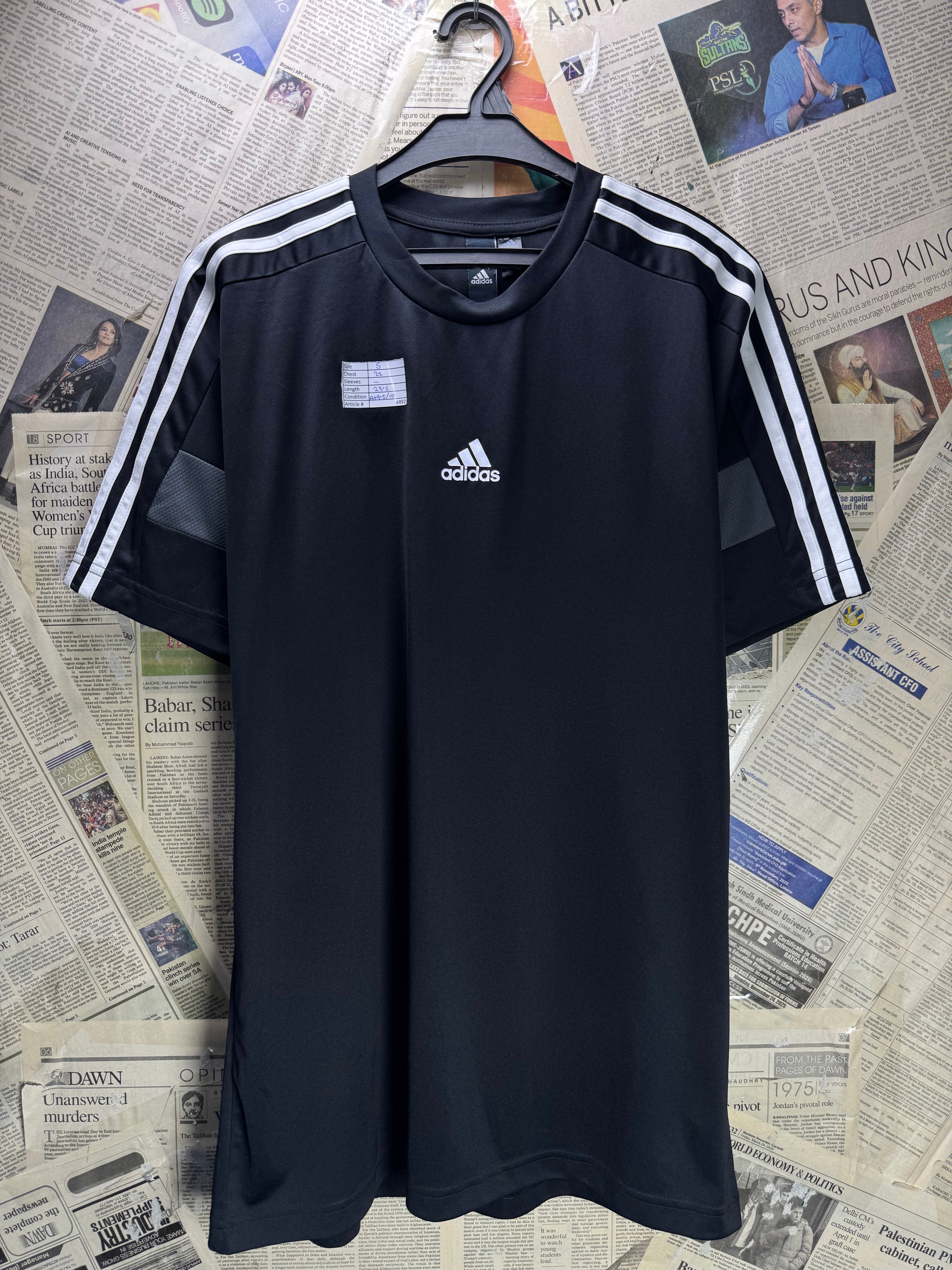 Adi*as® Small | Chest: 21" | Black | Sports T-Shirt | Polyester | 4492 - Genuine Maal