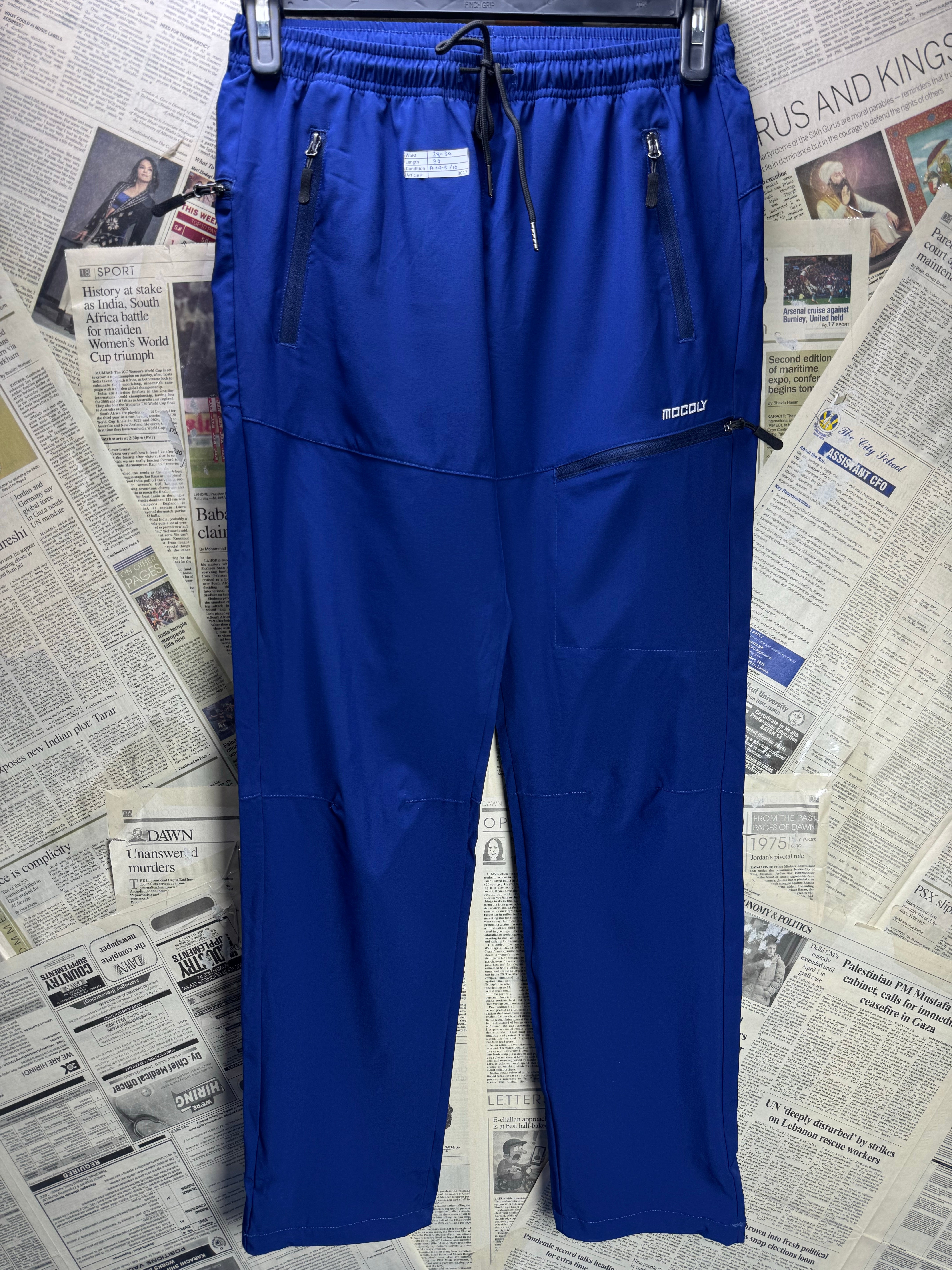 Mocoly® Waist: 28" to 30" | Blue | Gym Trousers | Poly - Spandex | 3017 - Genuine Maal