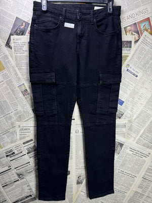 Denim & Co.® Waist: 32" | Black | Slim Fit Cargo Denim Pants | Cotton - Elastane | 1338 - Genuine Maal
