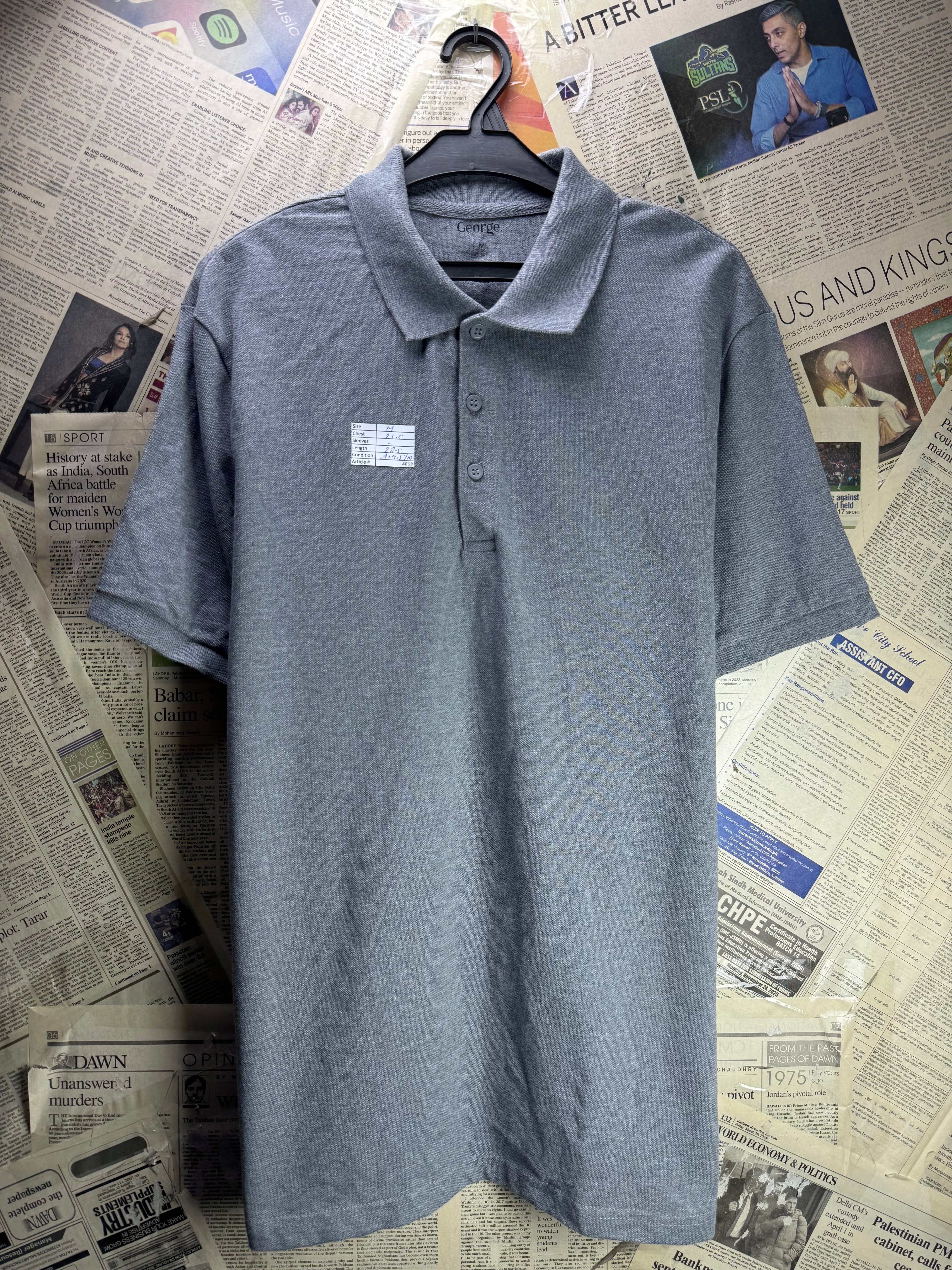 George® Medium | Chest: 21.5" | Grey | Polo Shirts | Cotton | 4869 - Genuine Maal