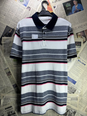Primark® Small | Chest: 20.5" | Stripes | Polo Shirt | Cotton | 4893 - Genuine Maal