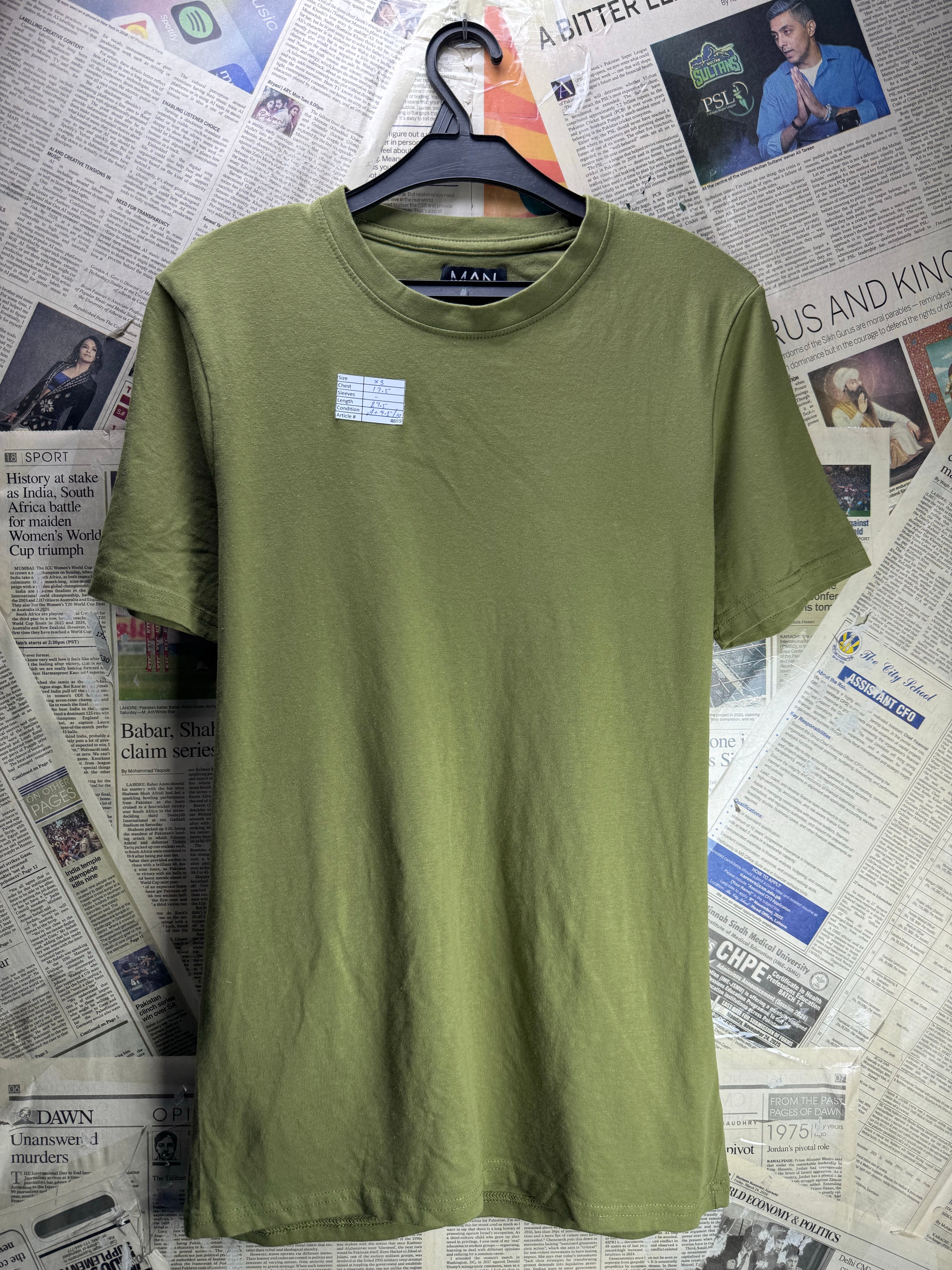 MAN® XS | Chest: 17.5" | Green | T-Shirt | Cotton - Elastane | 4689 - Genuine Maal