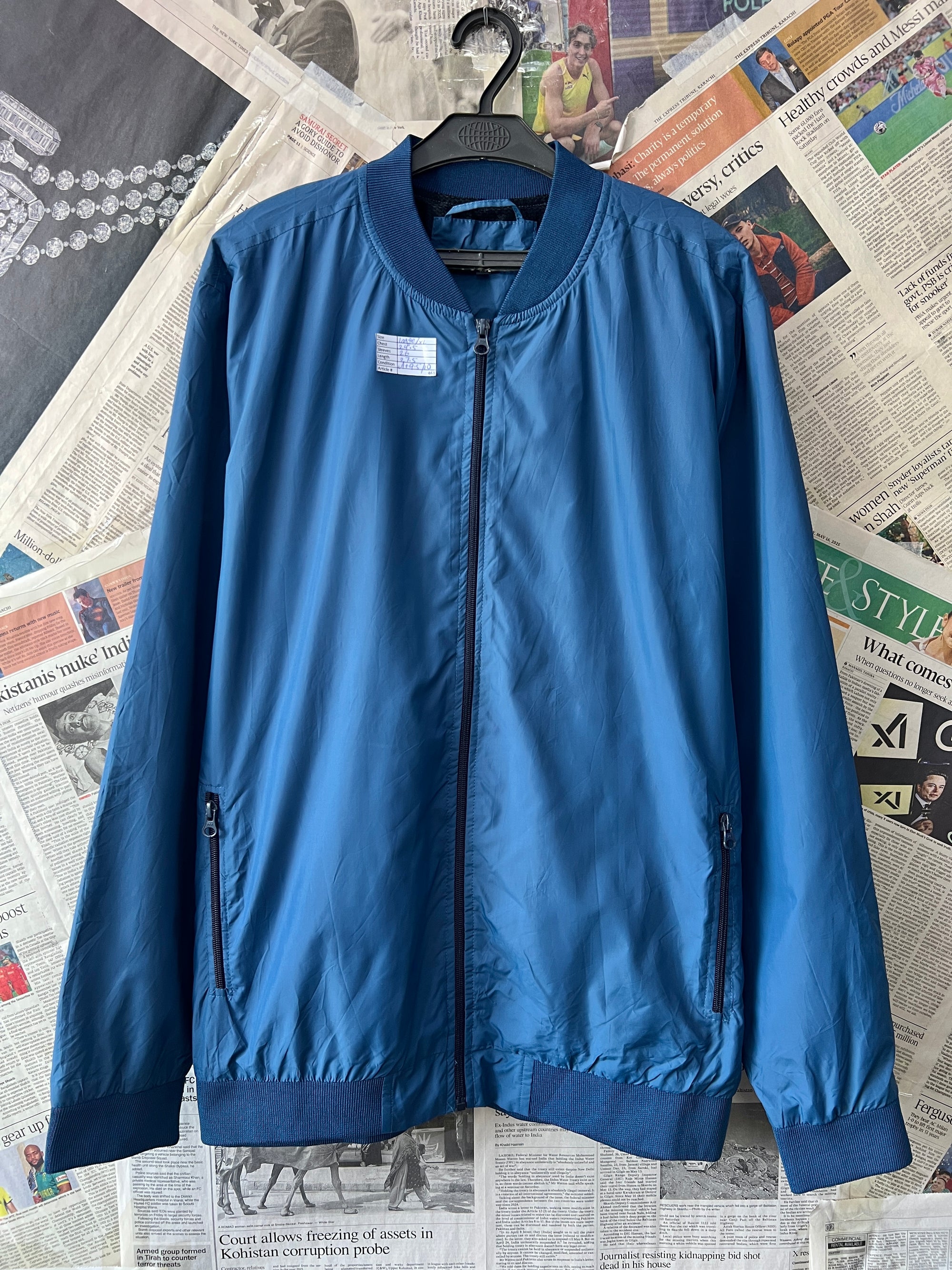 Zudio® L/XL | Chest: 24.5" | Blue | Bomber Jacket | 461 - Genuine Maal