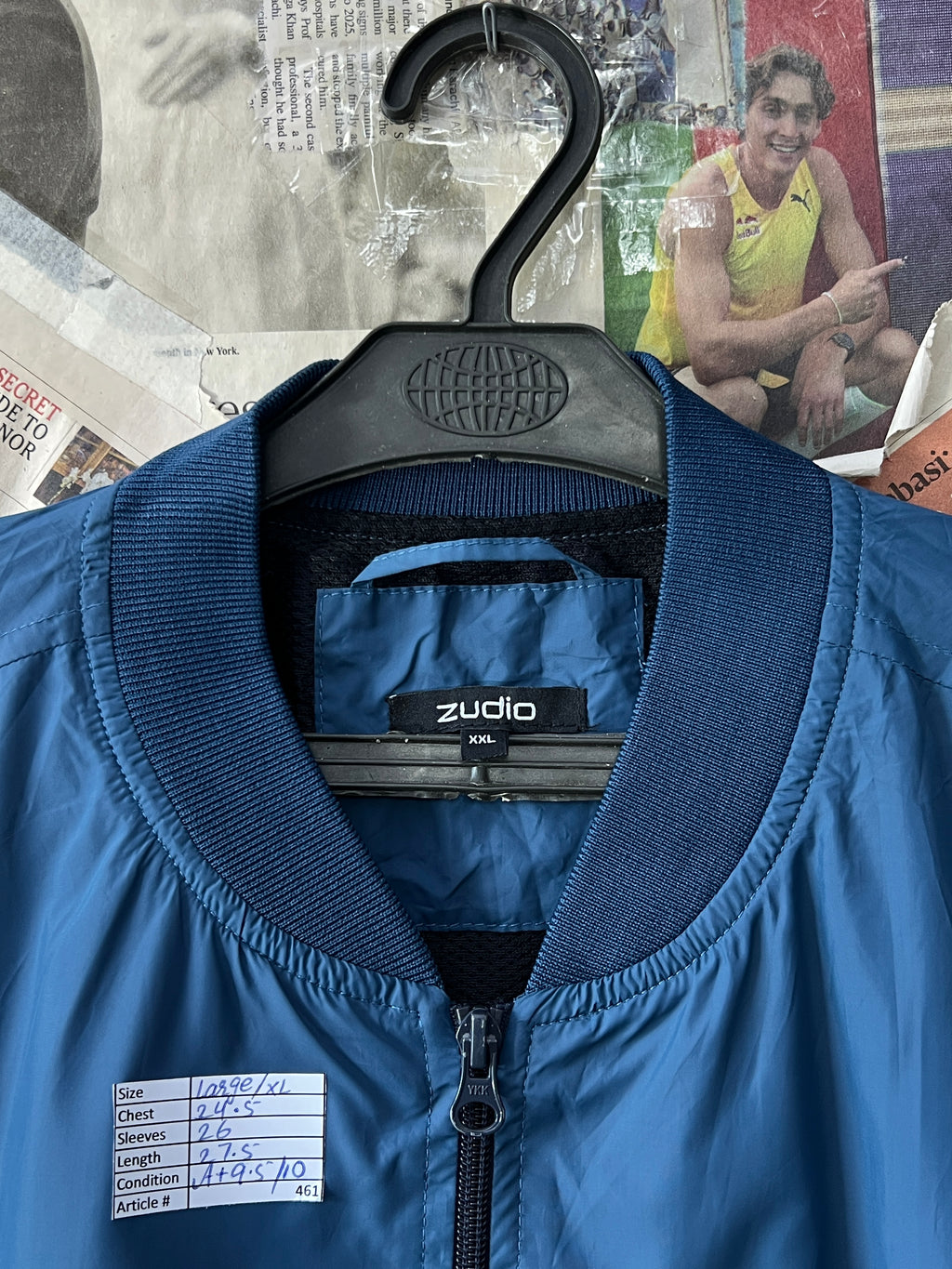 Zudio® L/XL | Chest: 24.5" | Blue | Bomber Jacket | 461 - Genuine Maal