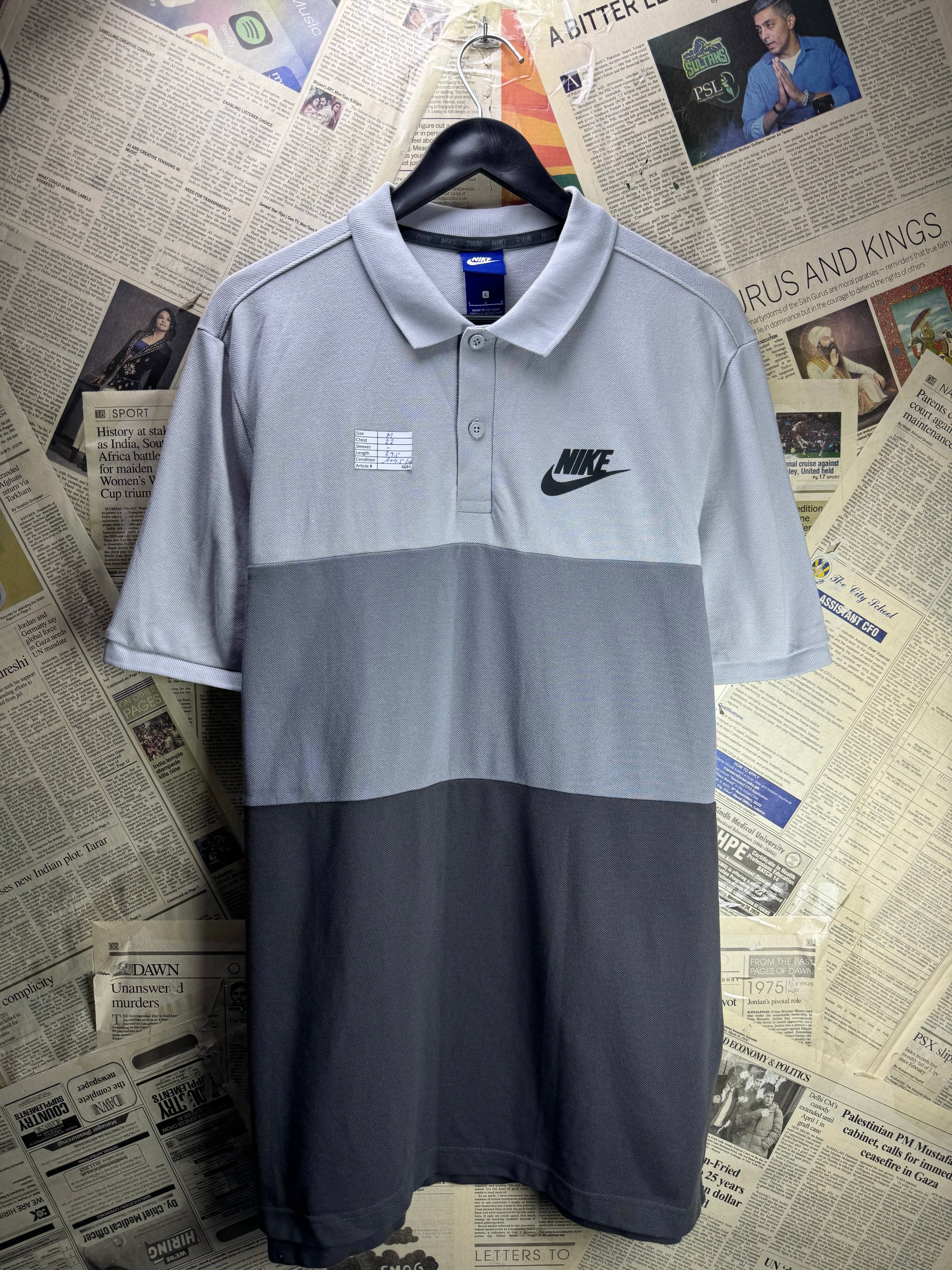 N*ke® Medium | Chest: 22" | Grey | Polo Shirts | Cotton | 4684 - Genuine Maal
