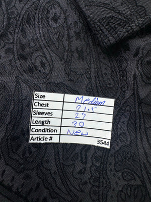 Primark® Medium | Chest: 21.5" | Dark Grey Pasley Print | Shirt | Cotton | 3544 - Genuine Maal