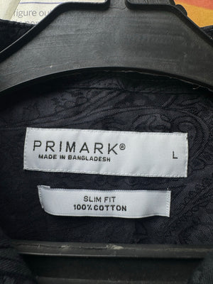 Primark® Medium | Chest: 21.5" | Dark Grey Pasley Print | Shirt | Cotton | 3544 - Genuine Maal