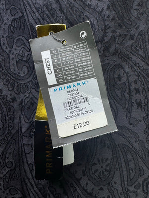Primark® Medium | Chest: 21.5" | Dark Grey Pasley Print | Shirt | Cotton | 3544 - Genuine Maal
