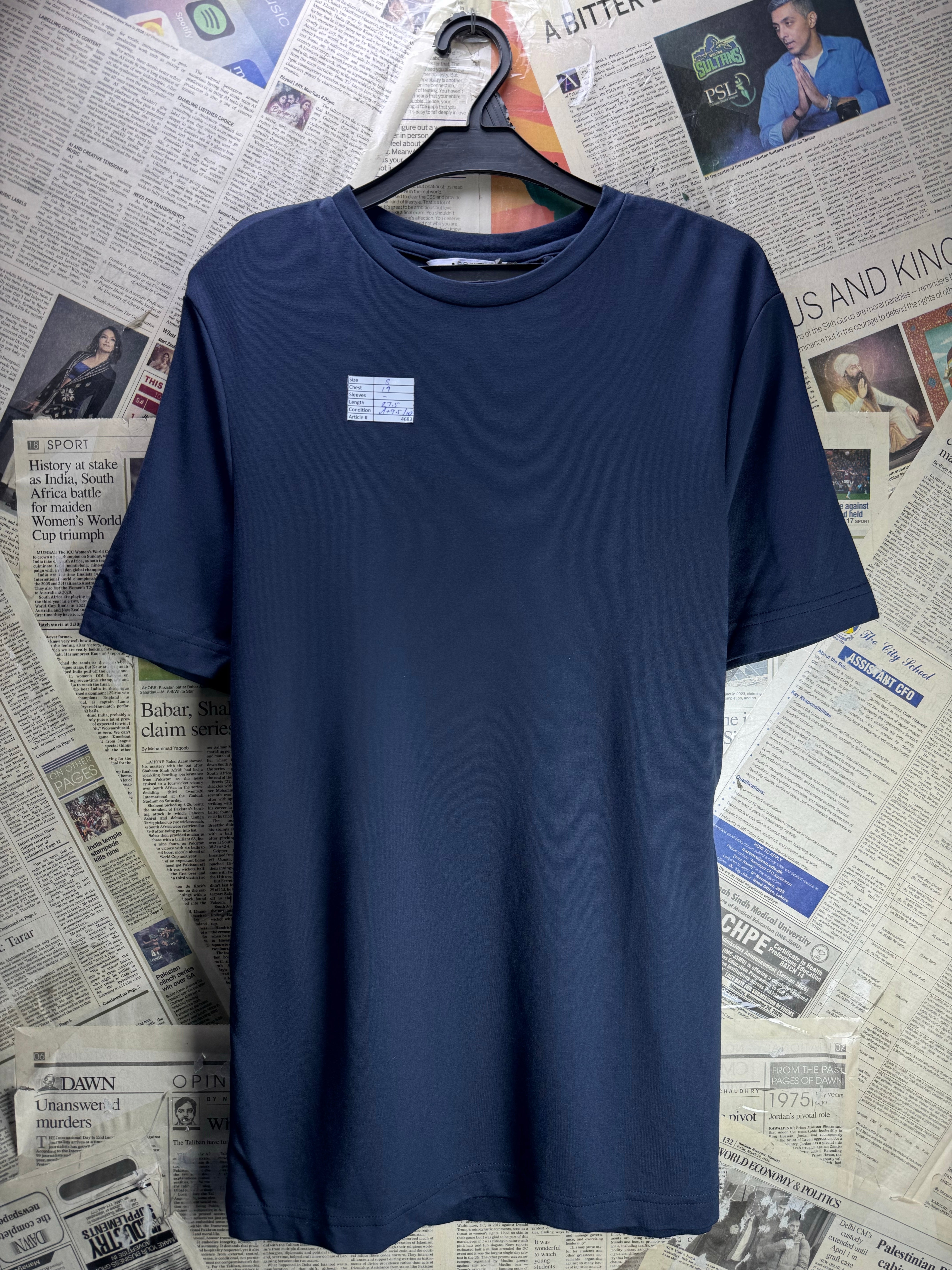 Primark® Small | Chest: 19" | Blue | Slim Fit T-Shirt | Viscose - Nylon - Elastane | 4683 - Genuine Maal
