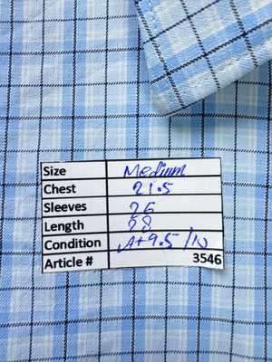 Bonobos® Medium | Chest: 21.5" | Blue Check | Performance Shirt | Nylon - Spandex | 3546 - Genuine Maal