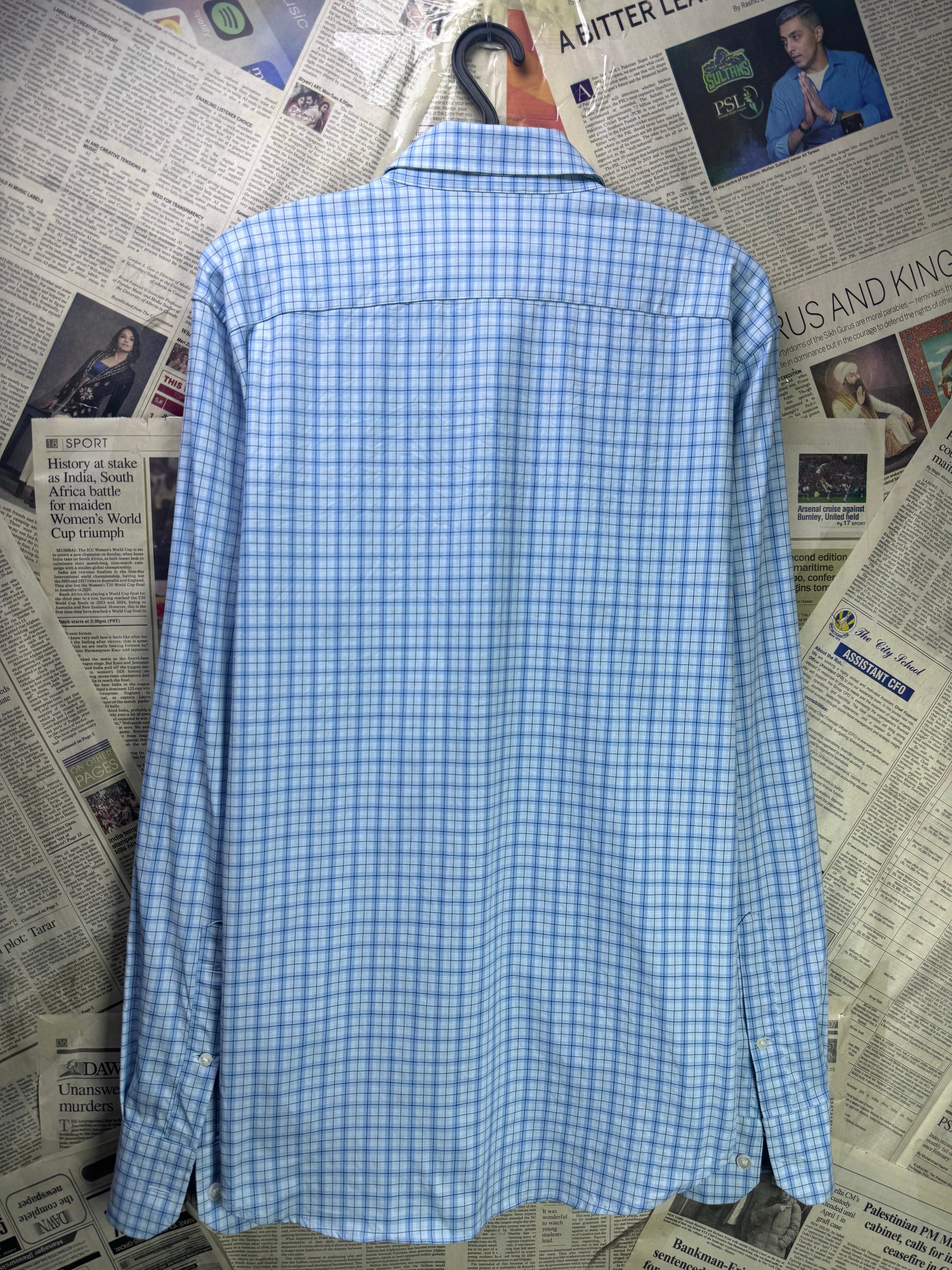 Bonobos® Medium | Chest: 21.5" | Blue Check | Performance Shirt | Nylon - Spandex | 3546 - Genuine Maal