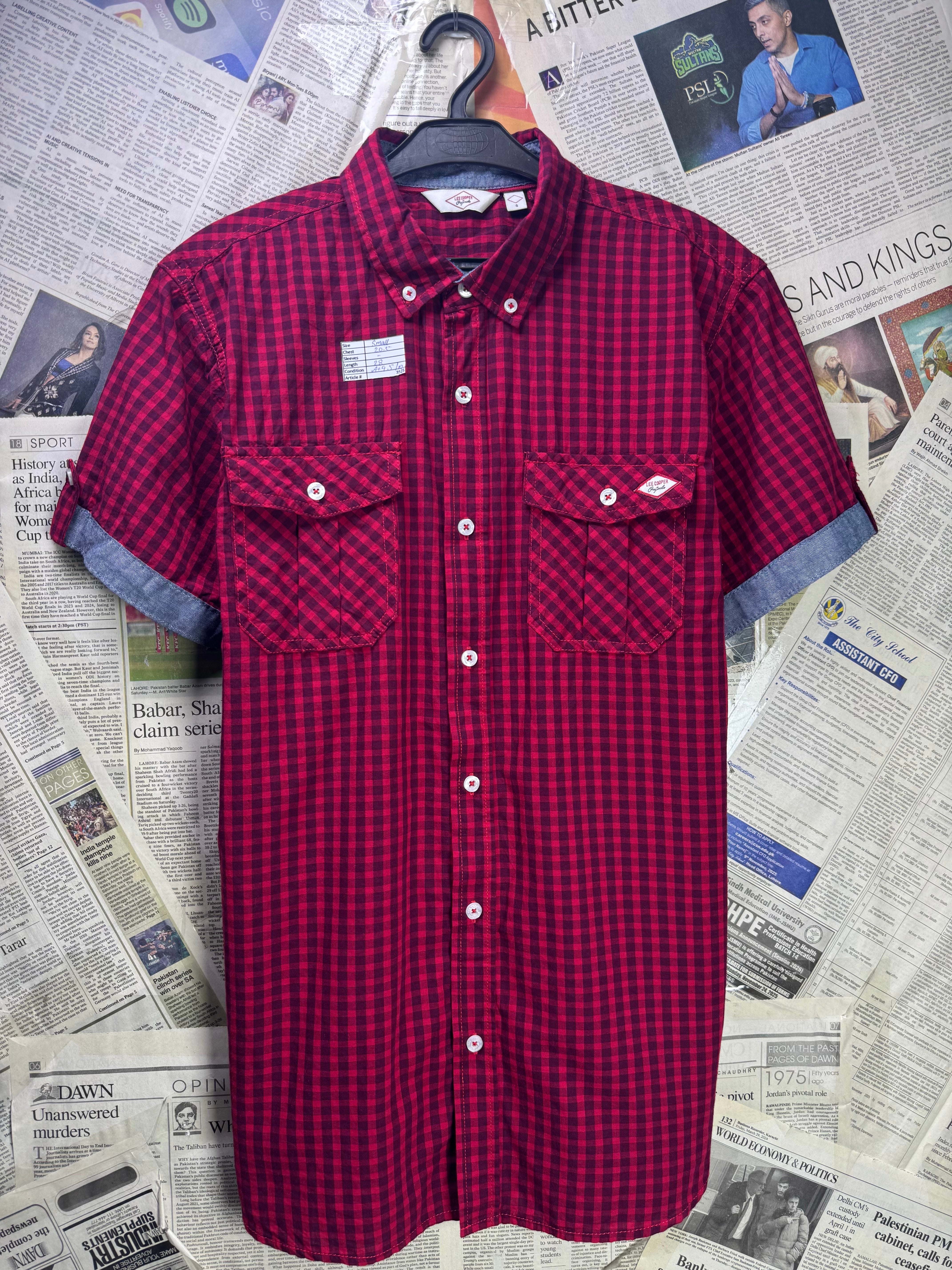 Lee Cooper® Small | Chest: 20.5" | Red Check | Shirt | 3525 - Genuine Maal