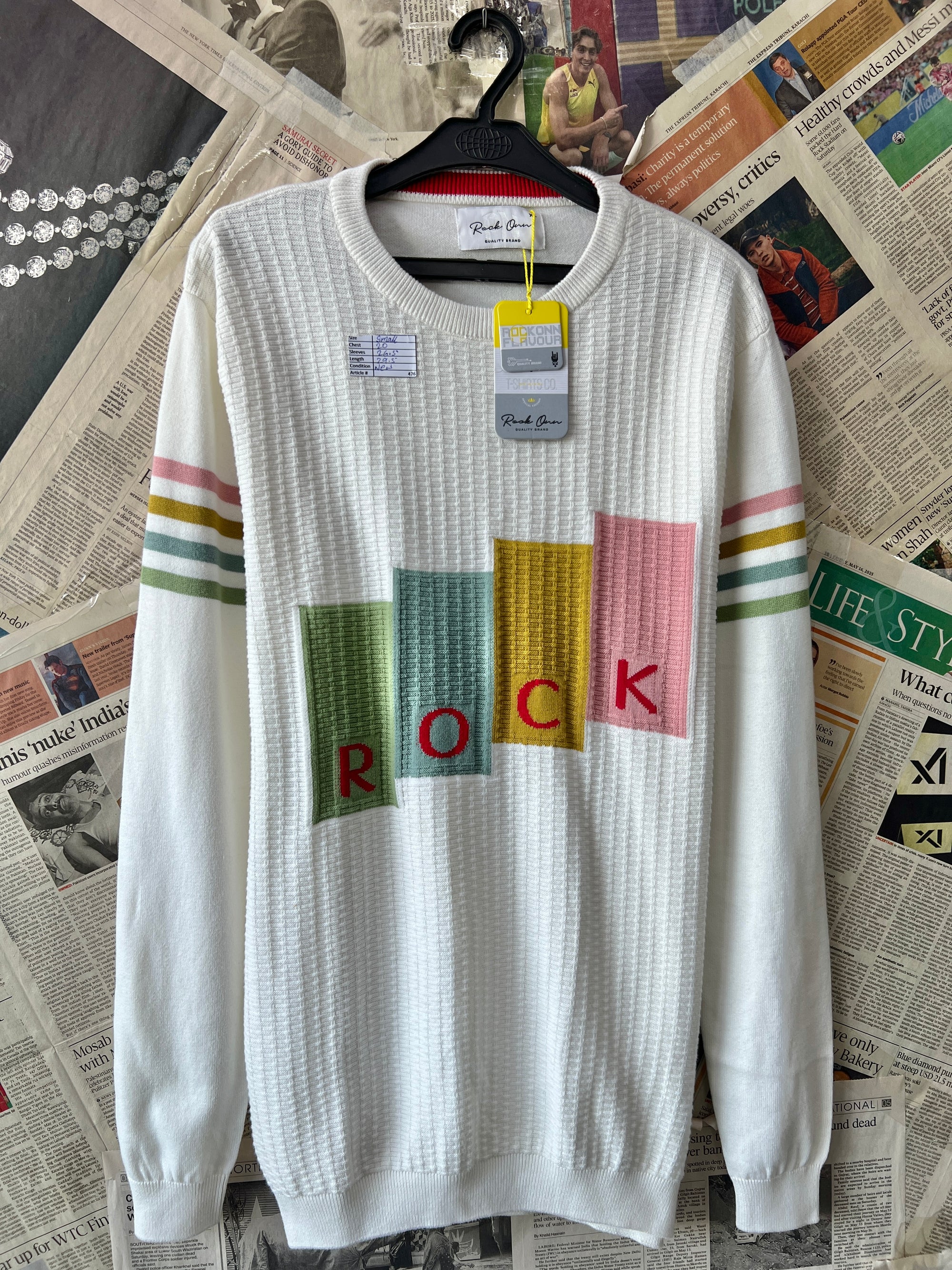 Rock Owen® Small | Chest: 20" | White | Sweat Shirt | 476 - Genuine Maal