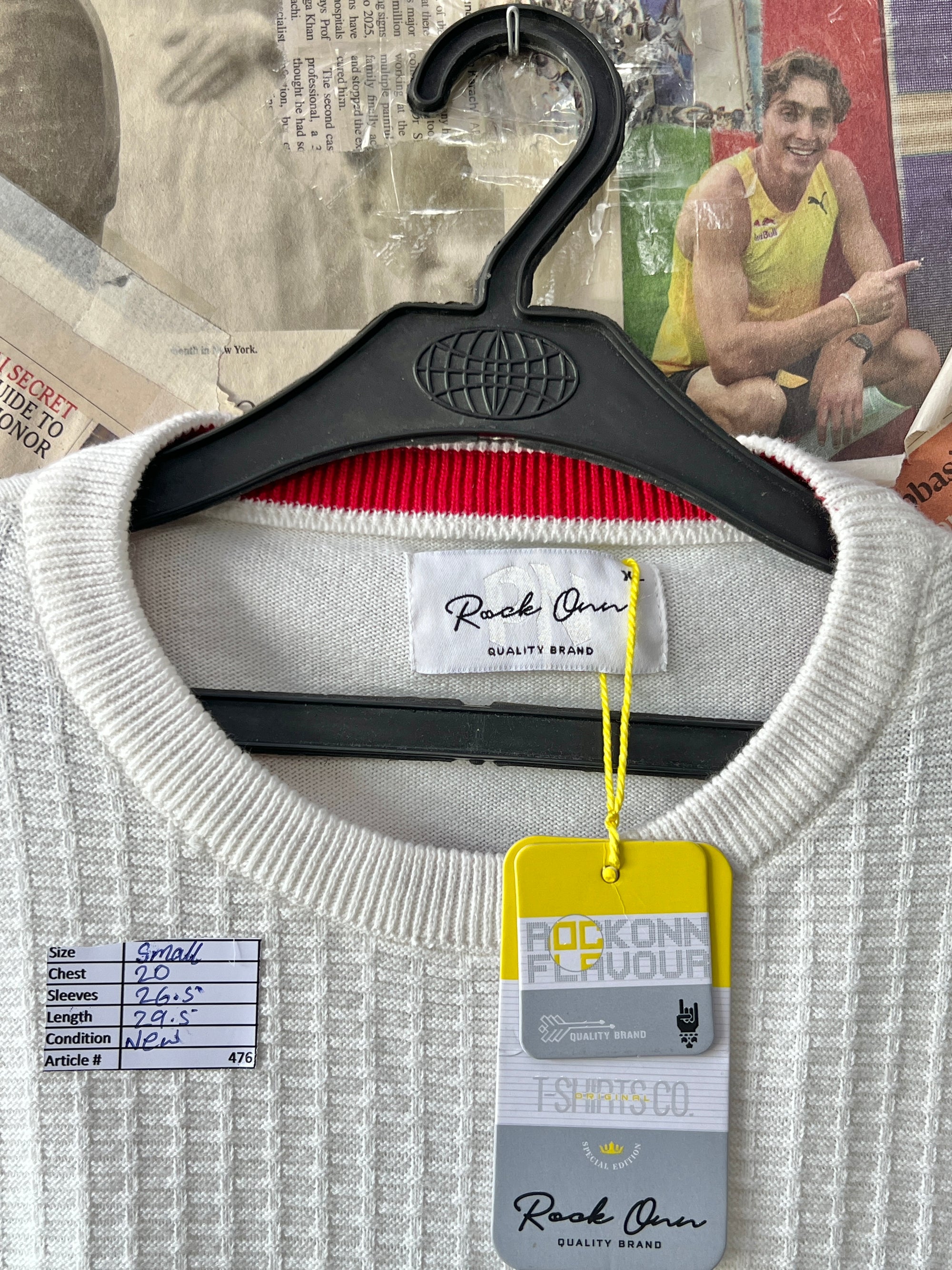 Rock Owen® Small | Chest: 20" | White | Sweat Shirt | 476 - Genuine Maal