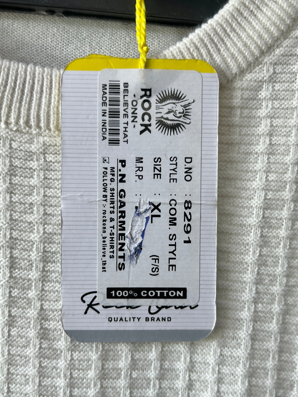 Rock Owen® Small | Chest: 20" | White | Sweat Shirt | 476 - Genuine Maal