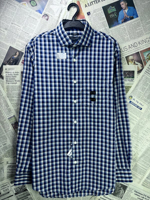 Pronto Uomo® Medium | Chest: 22" | Blue Check | Shirt | Cotton | 3533 - Genuine Maal