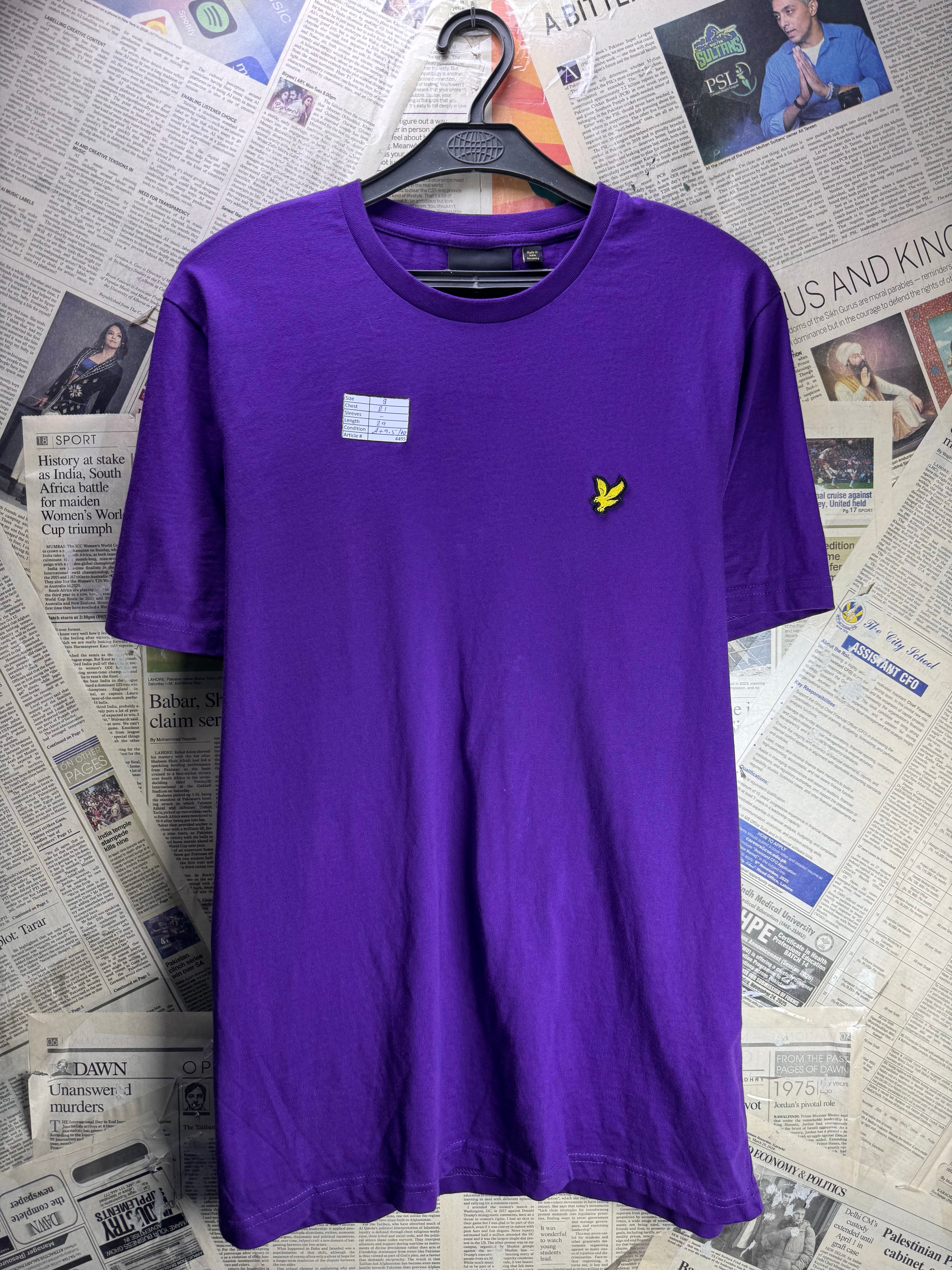 Lyle&Scott® Small | Chest: 21" | Purple | T-Shirt | Cotton | 4495 - Genuine Maal