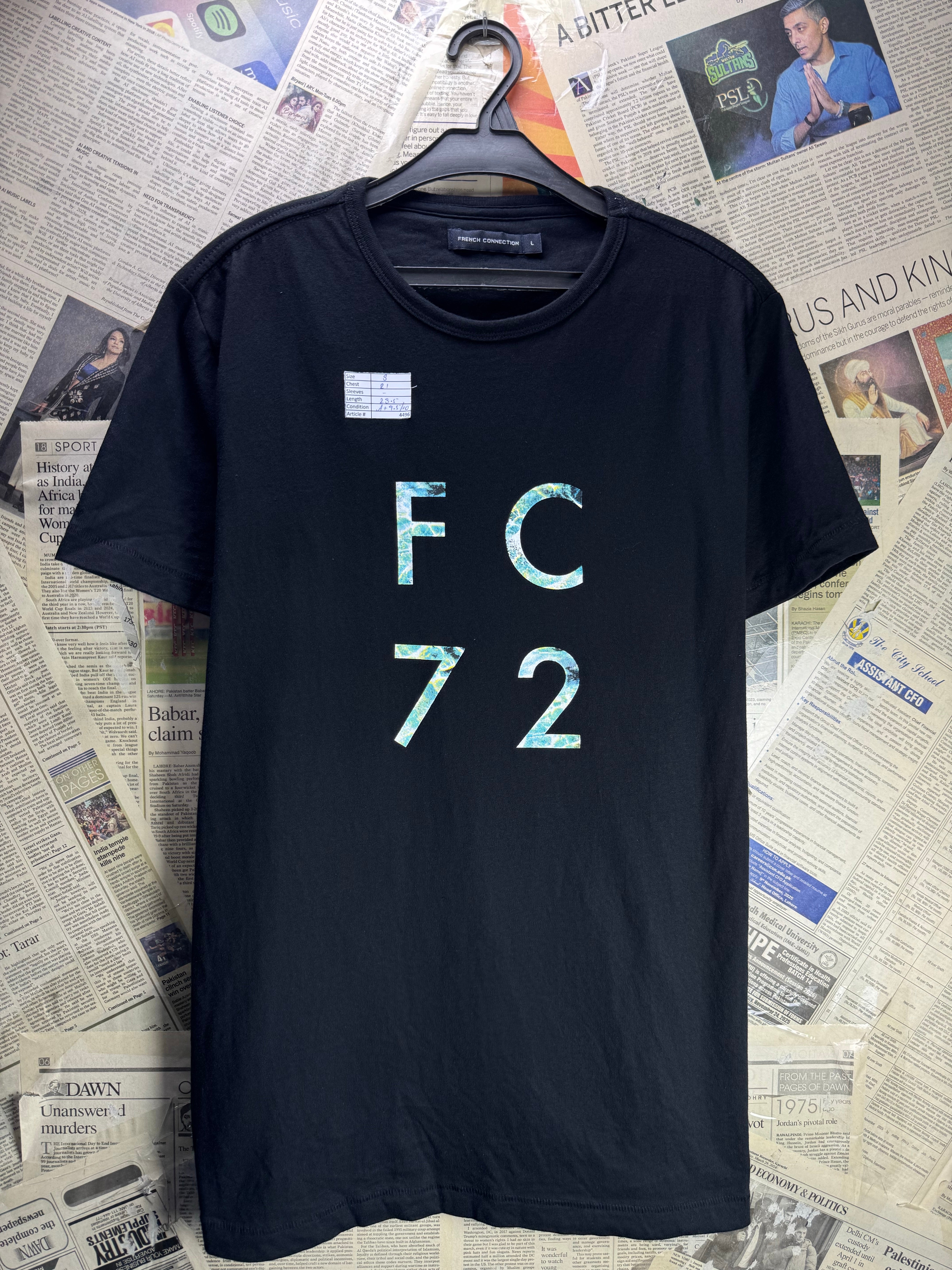 French Connection® Small | Chest: 21" | Black | T-Shirt | Cotton | 4496 - Genuine Maal