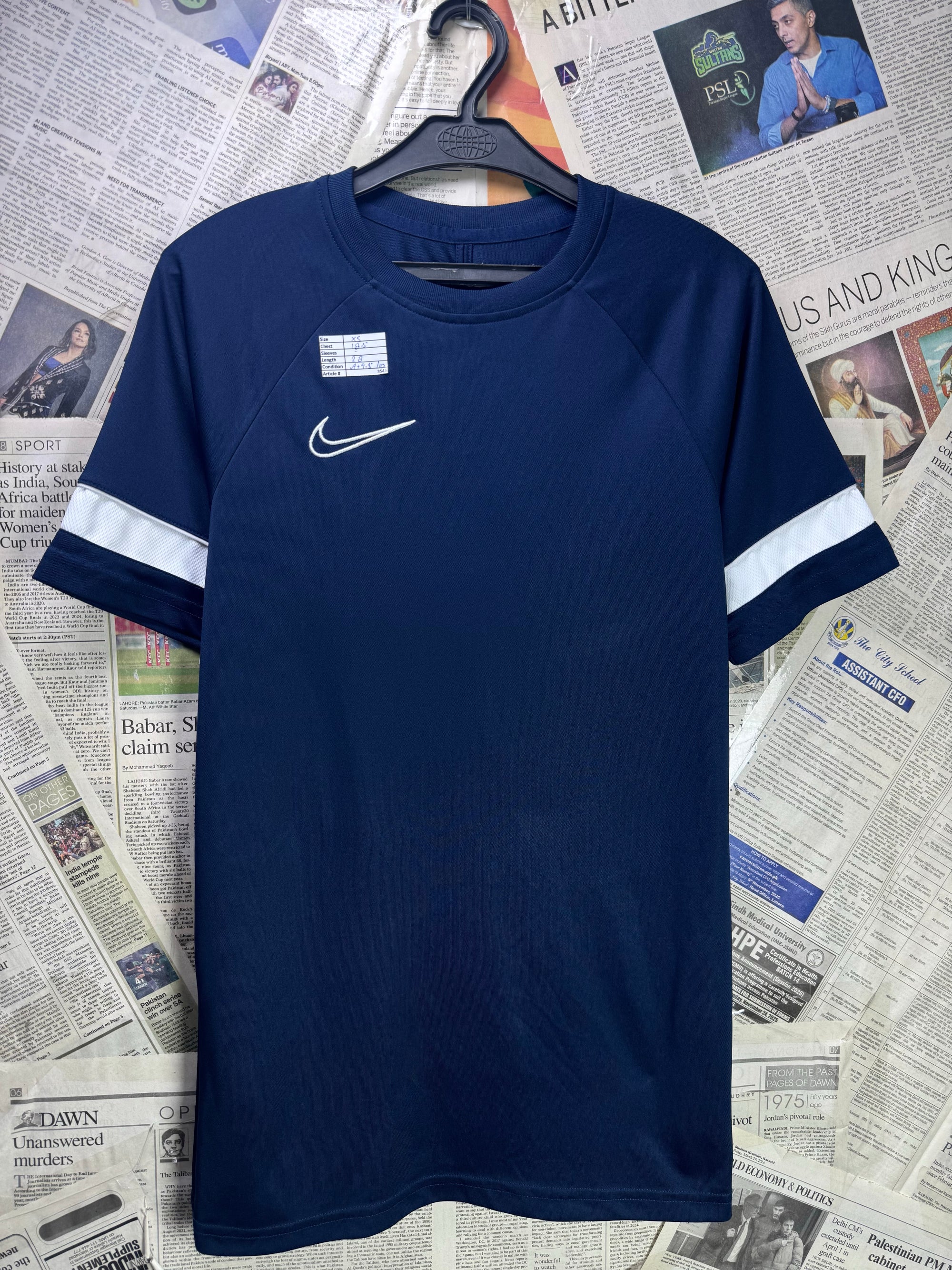 N*ke® XS | Chest: 18.5" | Navy Blue | Dri Fit Sports T-Shirt | Poly | 3545 - Genuine Maal