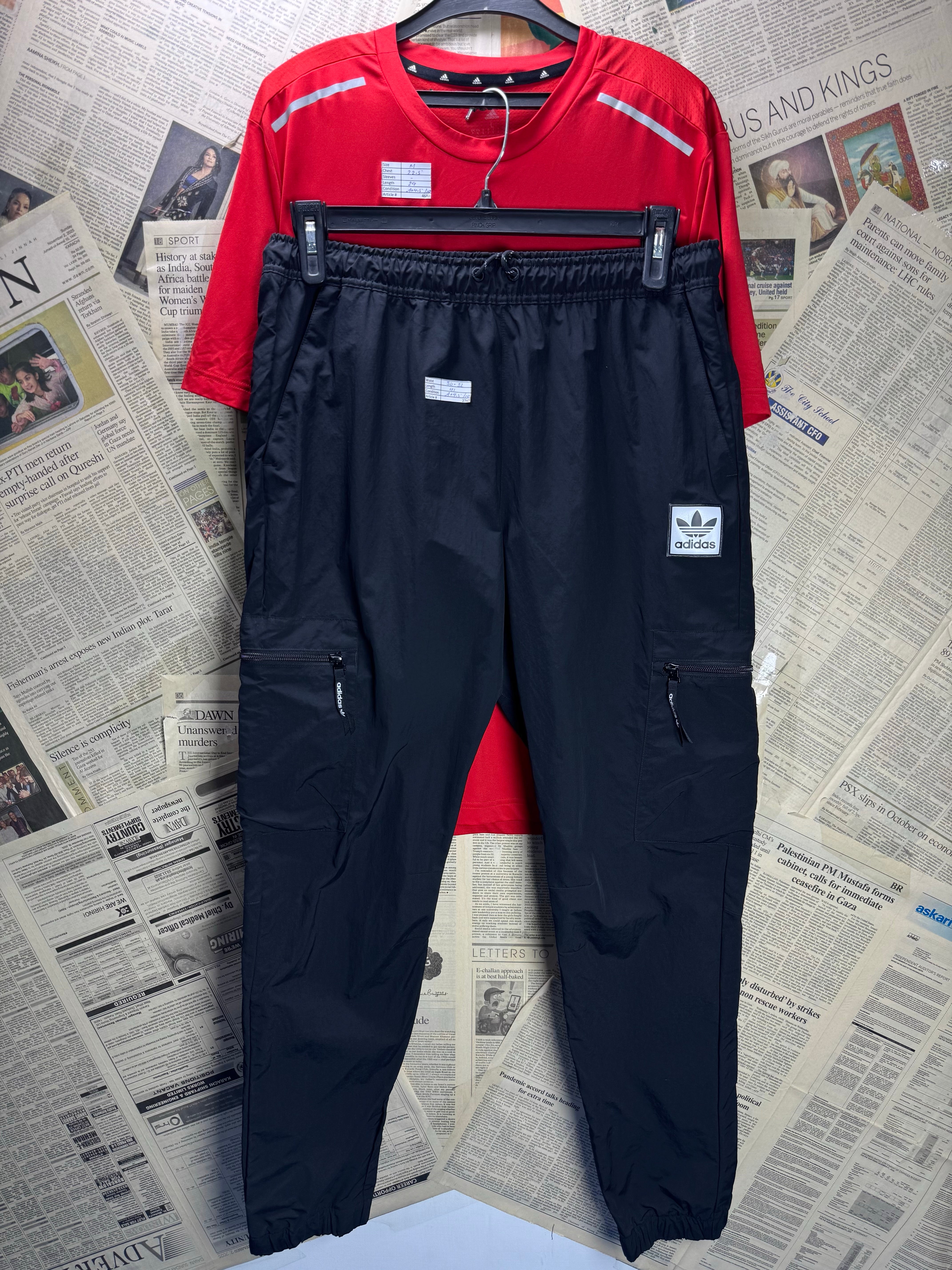 Adi*as® Medium | Chest: 22.5" | Red | Gym Track Suit | Poly - Elastane | 4680 - Genuine Maal