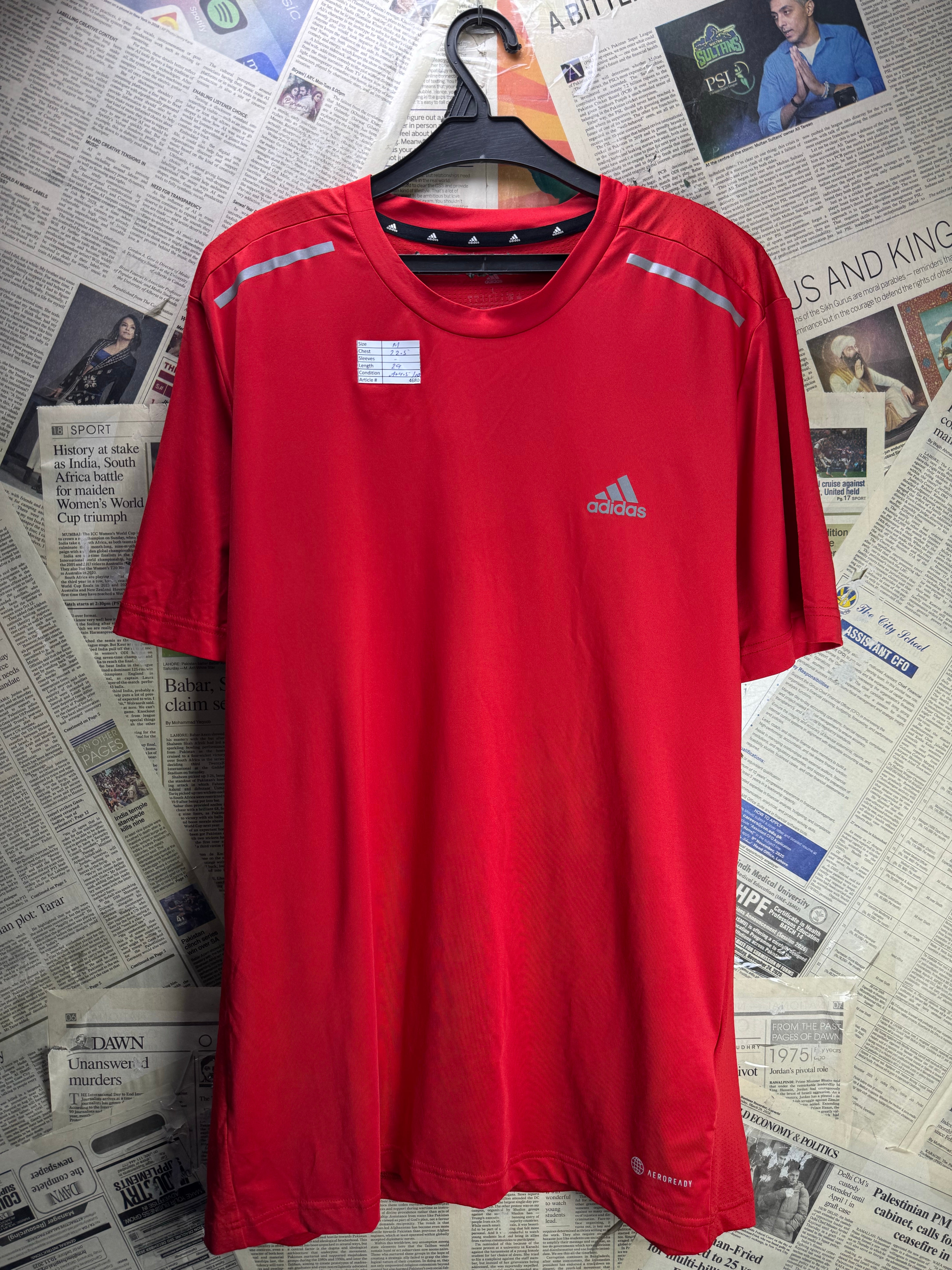 Adi*as® Medium | Chest: 22.5" | Red | Gym Track Suit | Poly - Elastane | 4680 - Genuine Maal