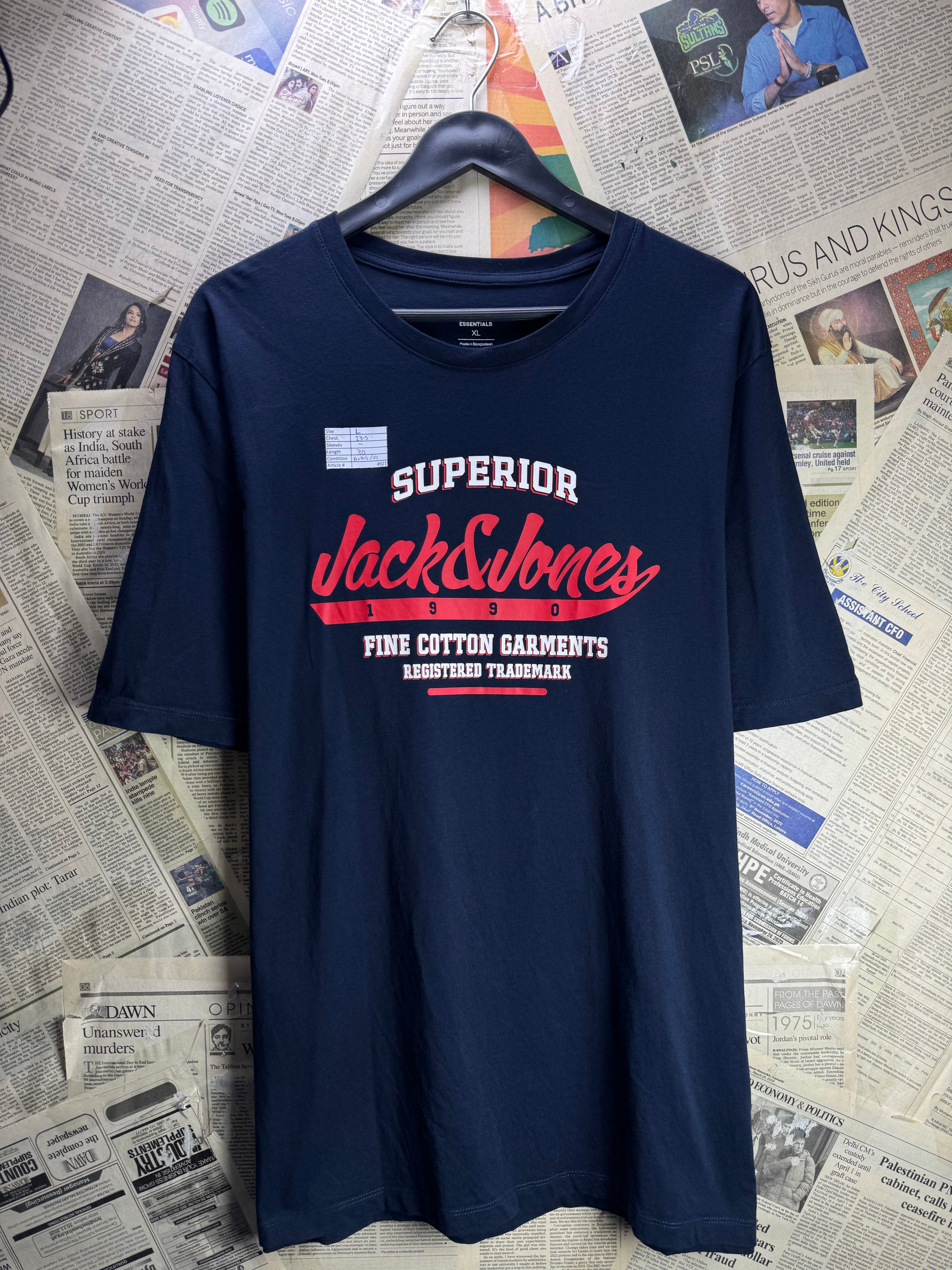 Jack&Jones® Large | Chest: 23.5" | Blue | T-Shirt | Cotton | 4921 - Genuine Maal