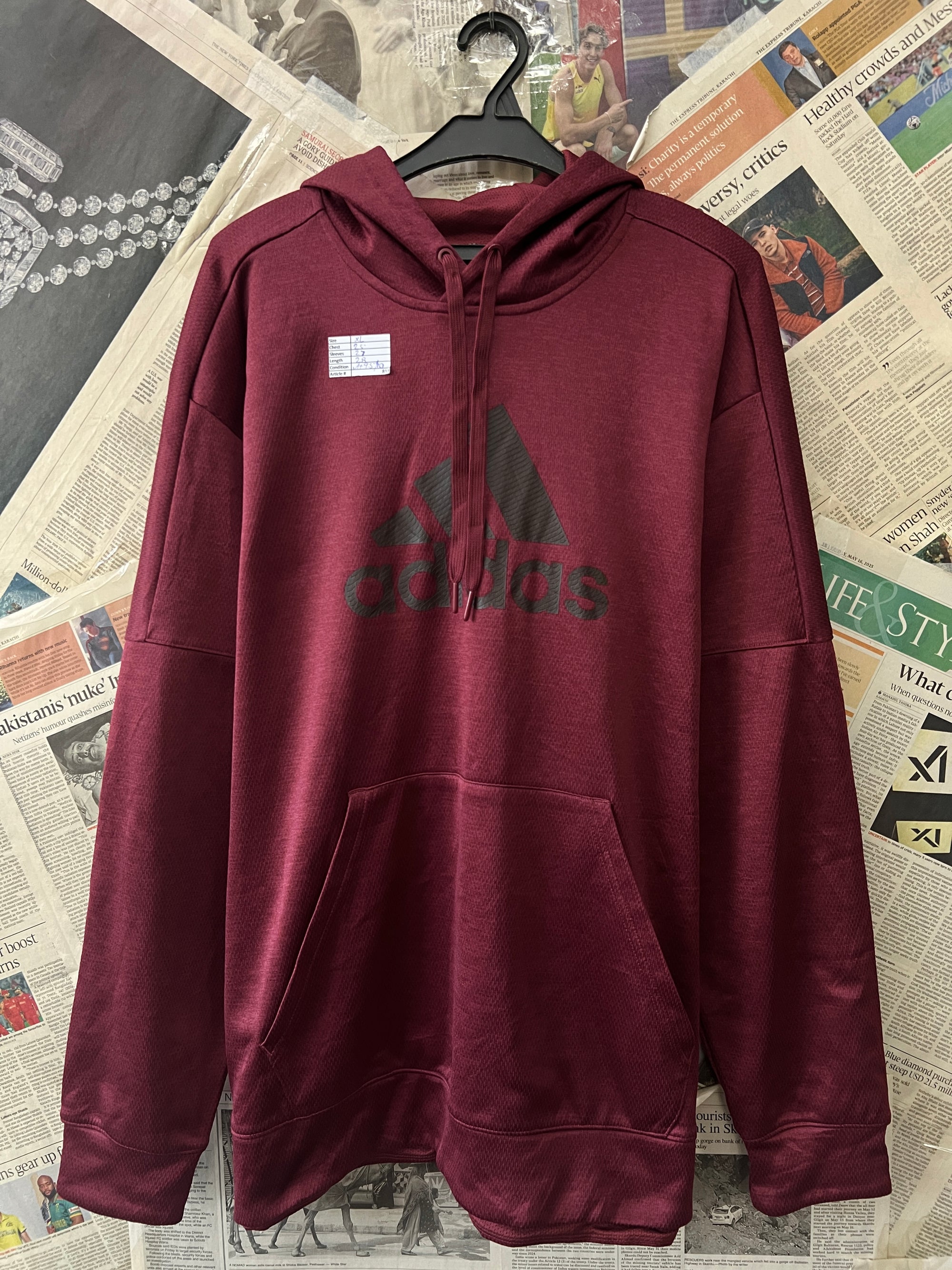 Adid*s® XL | Chest: 25" | Maroon | Hoodie | 833 - Genuine Maal
