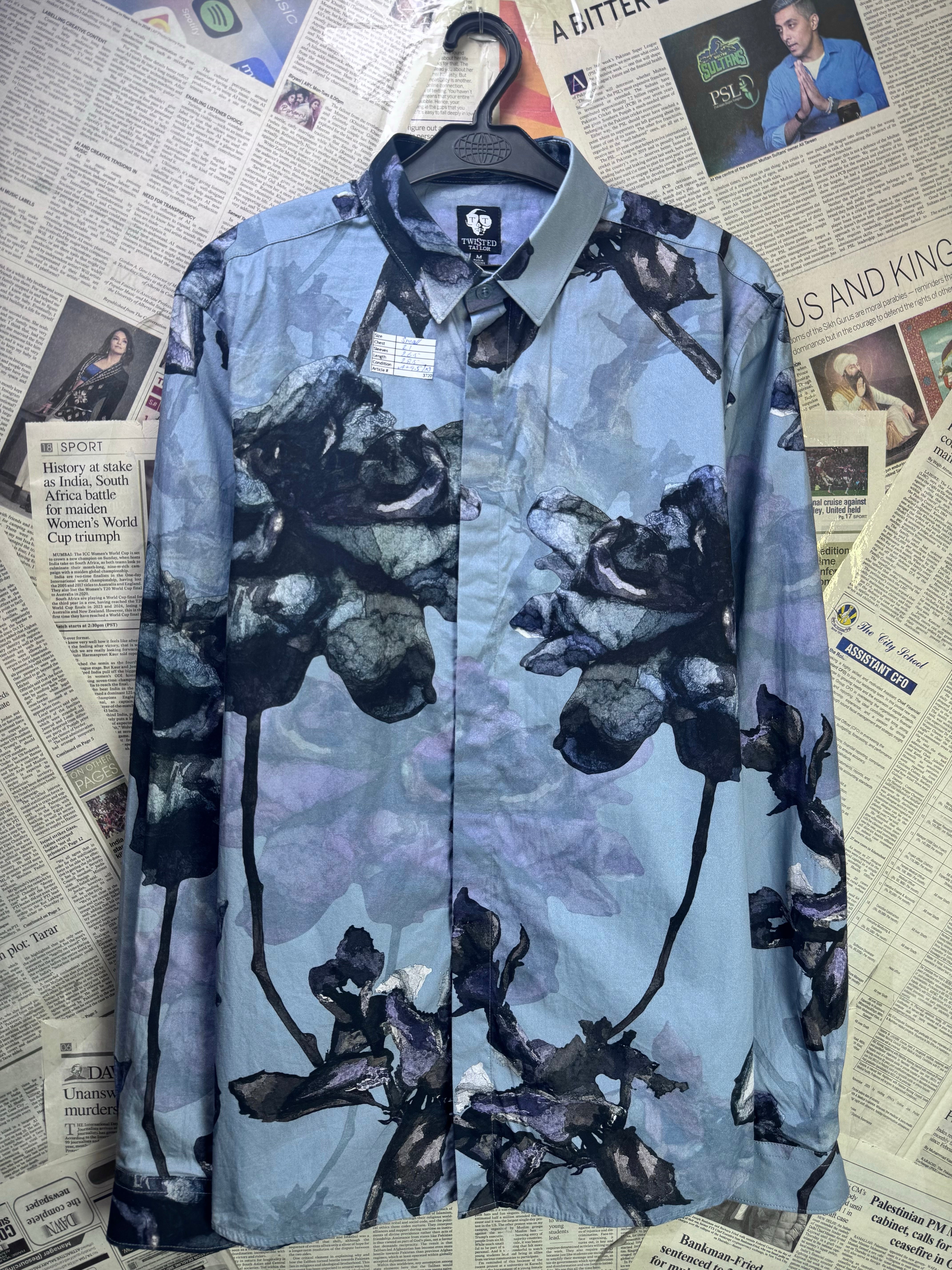 Twisted Tailor® Small | Chest: 21" | Floral | Shirt | Cotton | 3720 - Genuine Maal