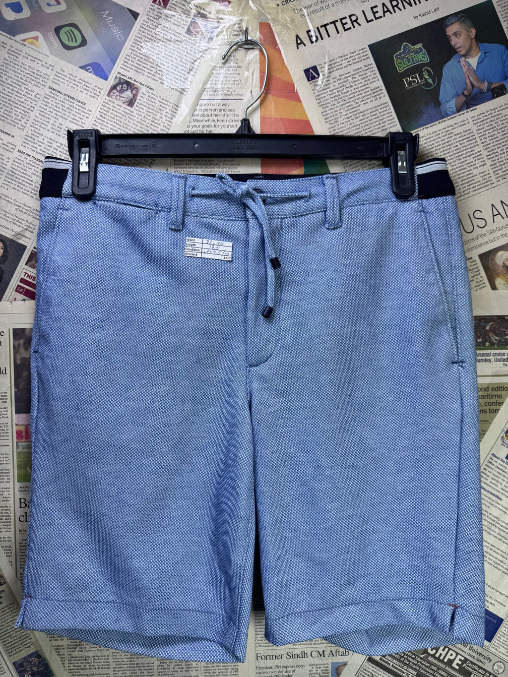 Zara® Waist: 32" to 34" | Blue | Shorts | Poly - Cotton=Elastane | 1349 - Genuine Maal