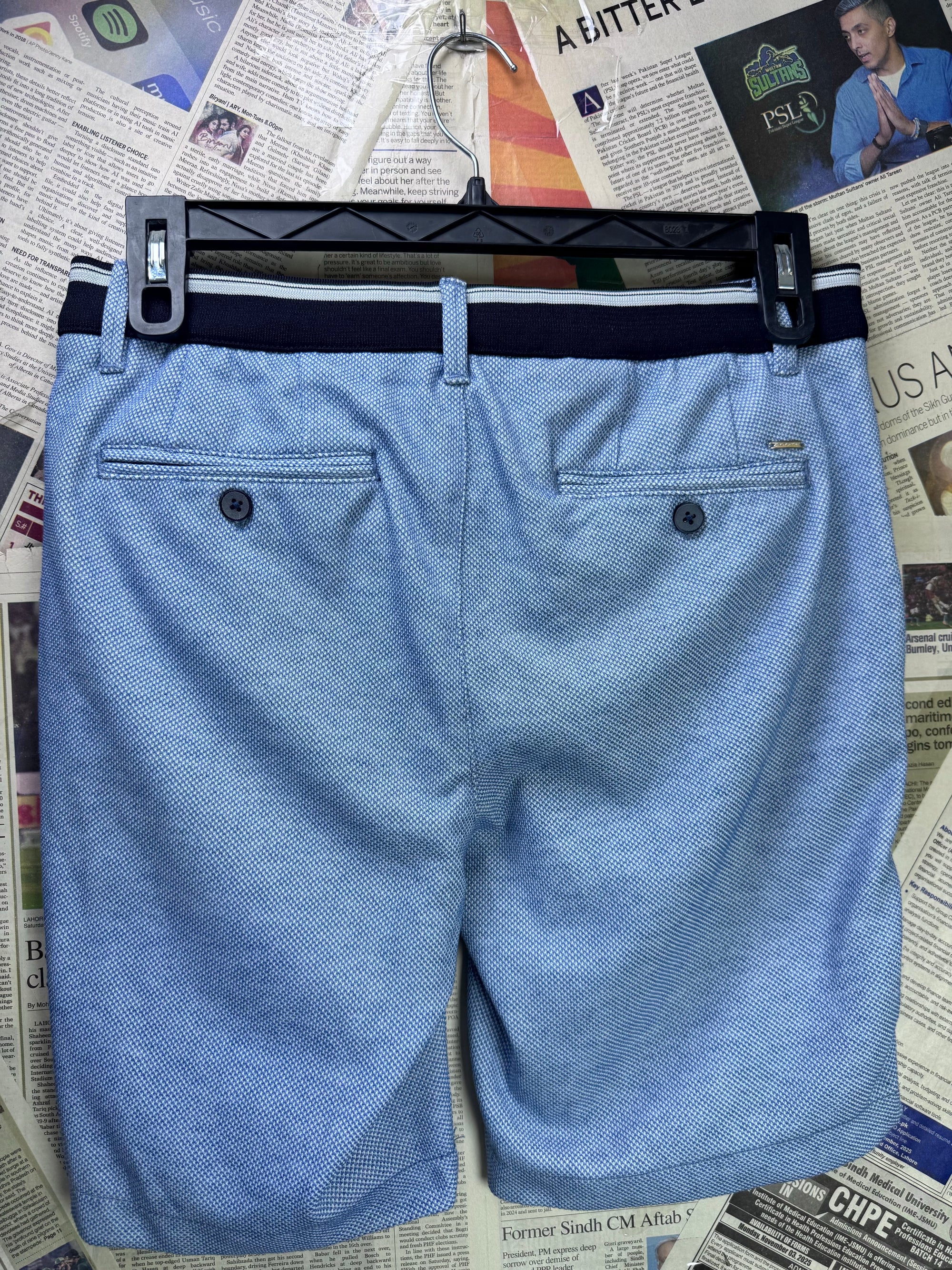 Zara® Waist: 32" to 34" | Blue | Shorts | Poly - Cotton=Elastane | 1349 - Genuine Maal