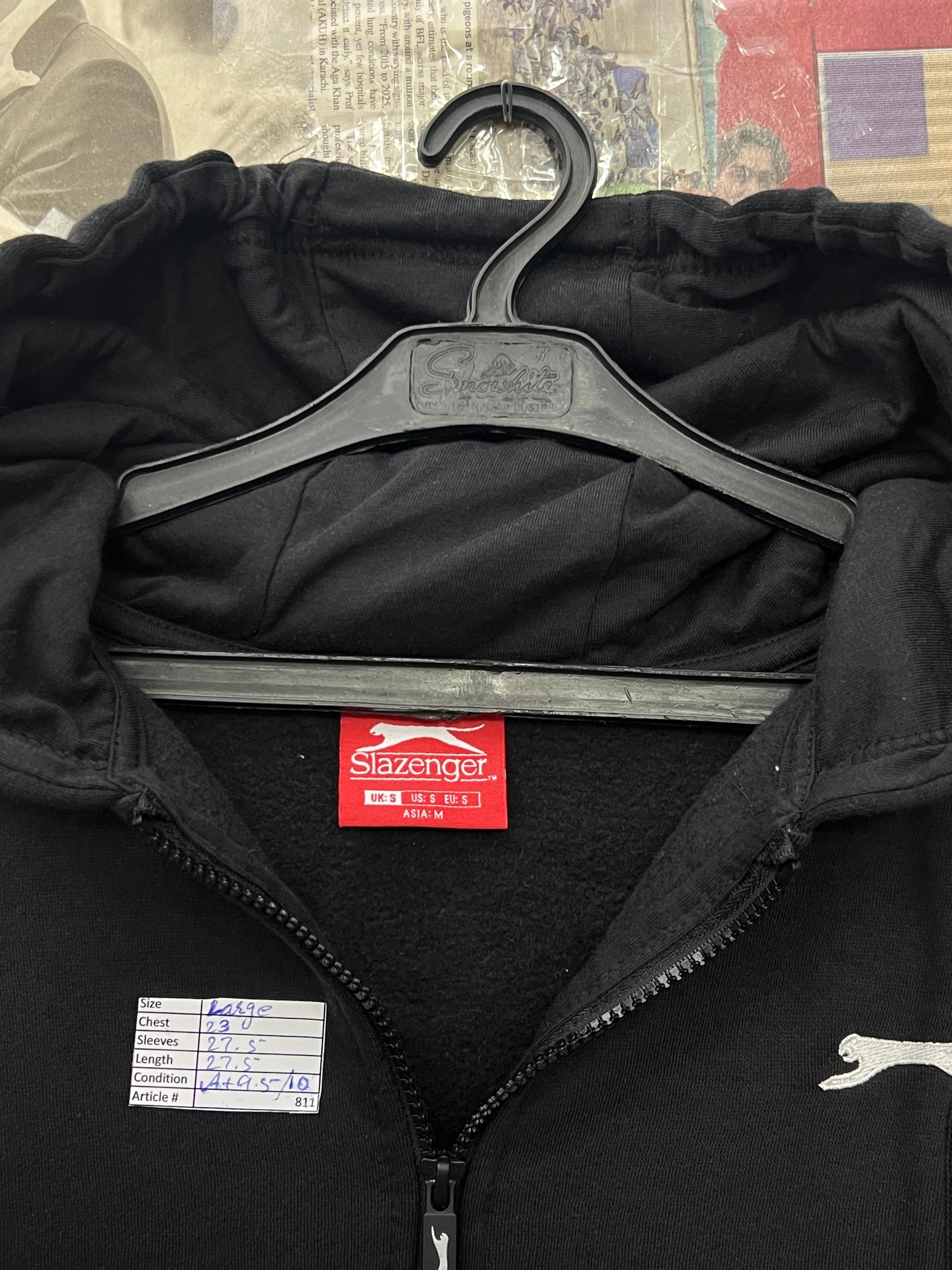 Slazenger® Large | Chest: 23" | Black | Full Zip Hoodie | 811 - Genuine Maal