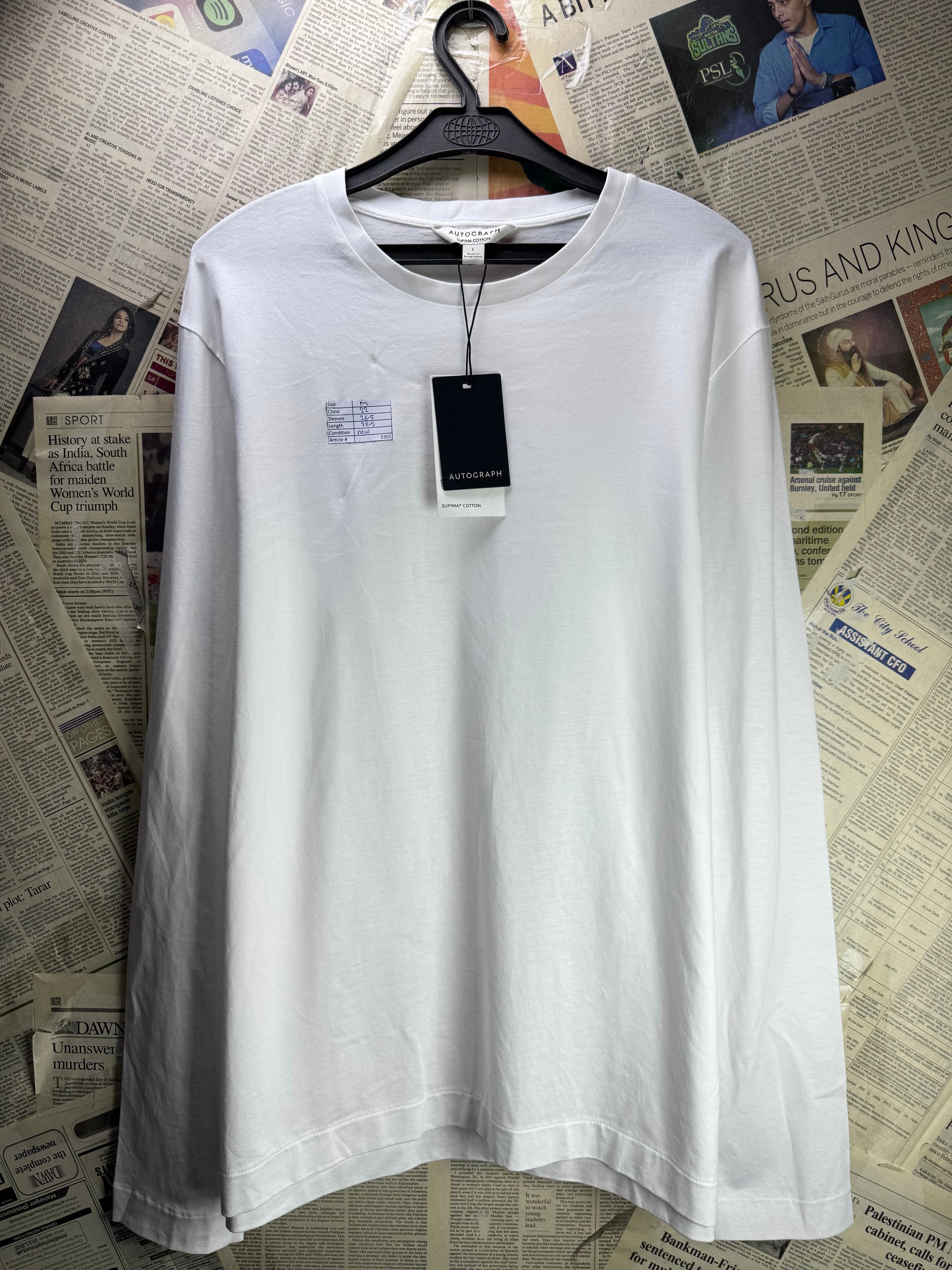 Autograph® Medium | Chest: 22" | White | Fullsleeves T-Shirts | Cotton | 5301 - Genuine Maal