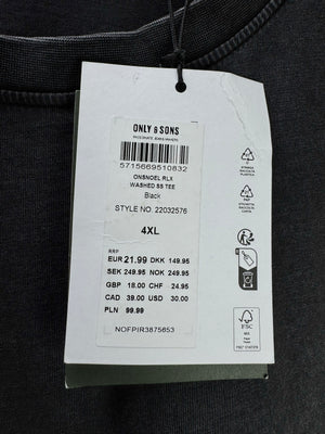 Only&Sons® XXXL | Chest: 29" | Black | T-Shirt | Cotton | 5108 - Genuine Maal