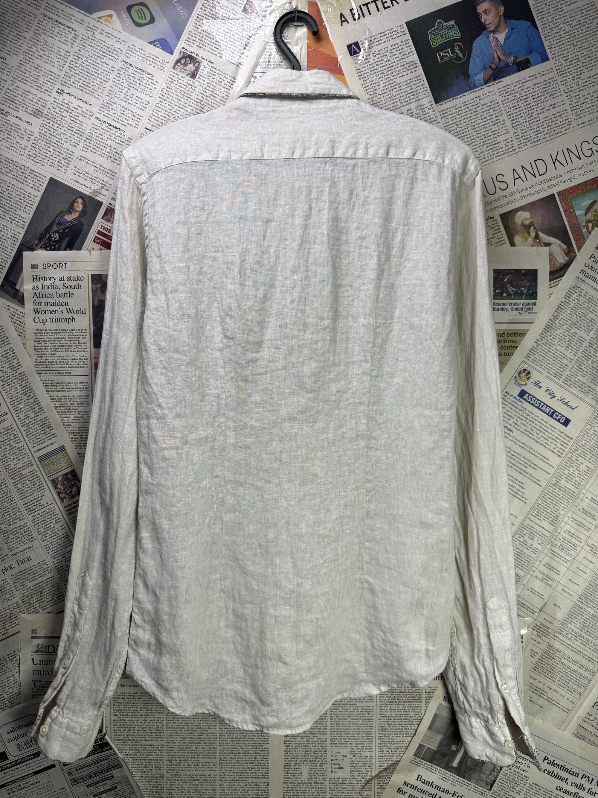 Zara® XS | Chest: 17.5" | Beige | Shirt | Linen | 3729 - Genuine Maal