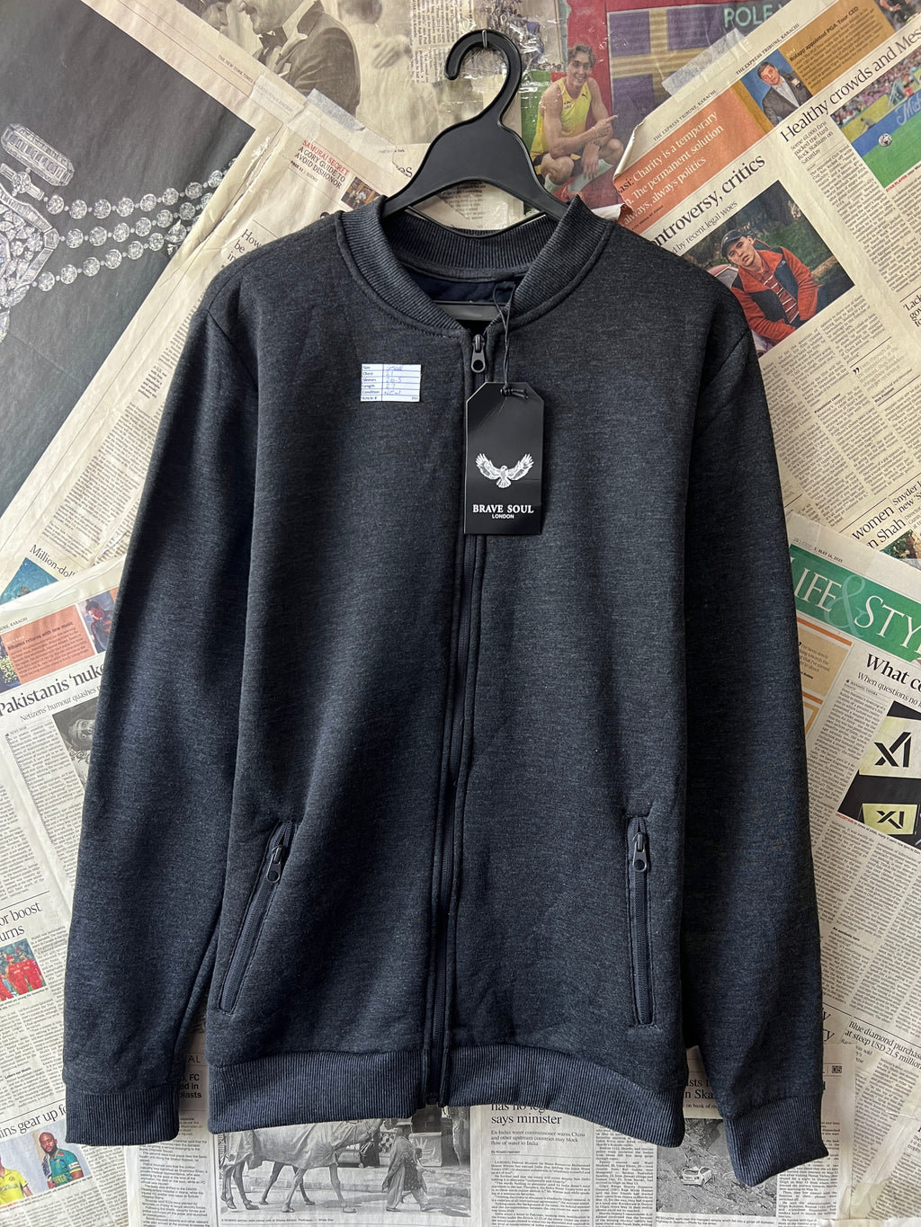 Brave Soul® Small | Chest: 21" | Charcoal | Bomber Jacket | 798 - Genuine Maal