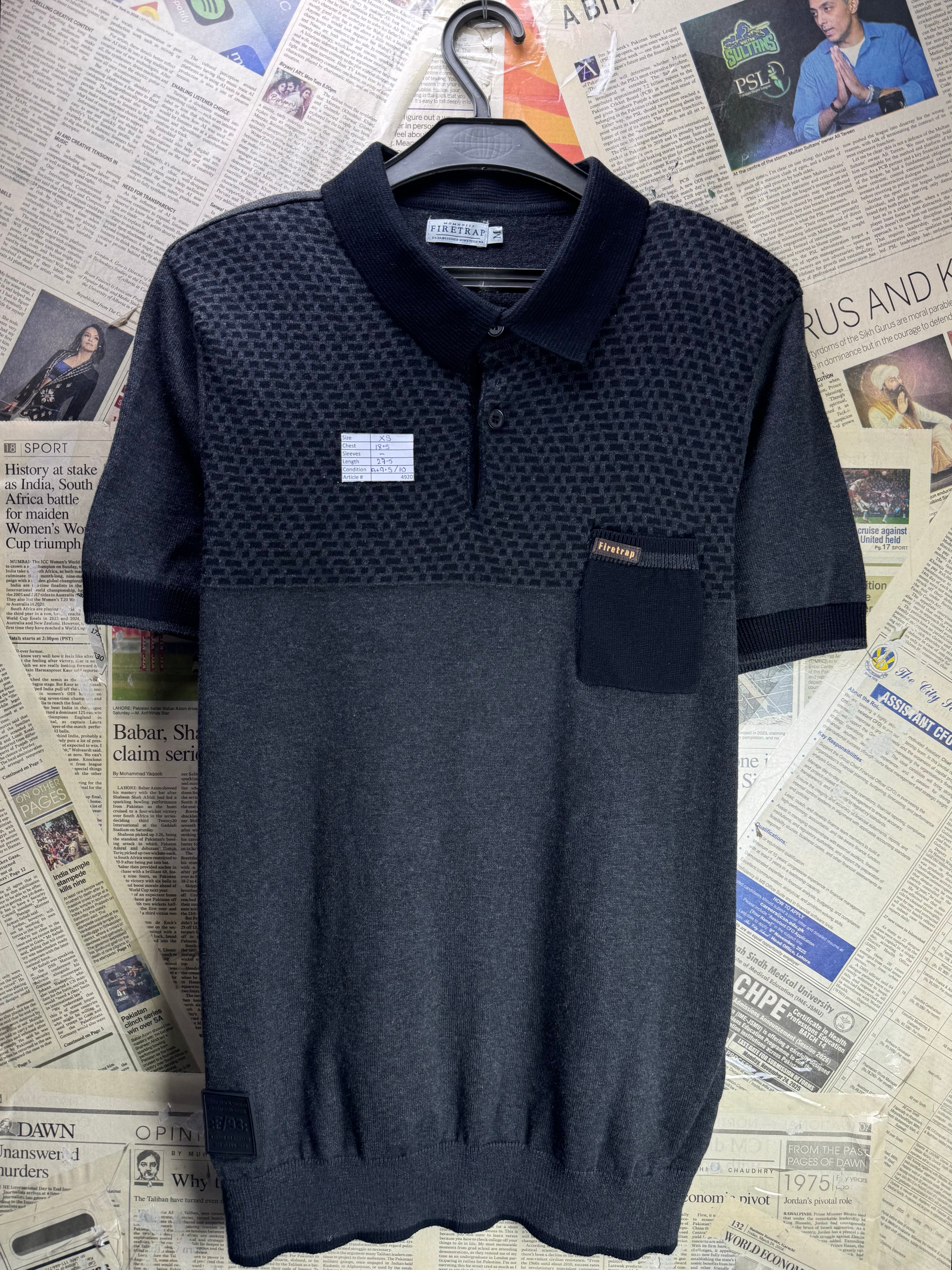 Firetrap® XS | Chest: 18.5" | Black | Polo Shirt | Cotton | 4920 - Genuine Maal