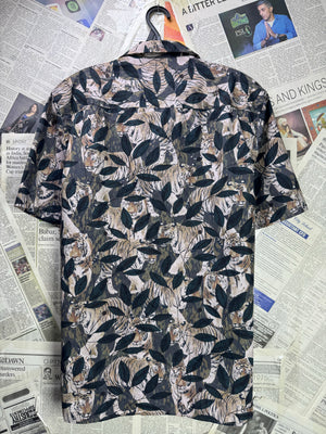 Zara® Small | Chest: 21" | Tiger Print | Camp Shirt | Cotton | 3736 - Genuine Maal