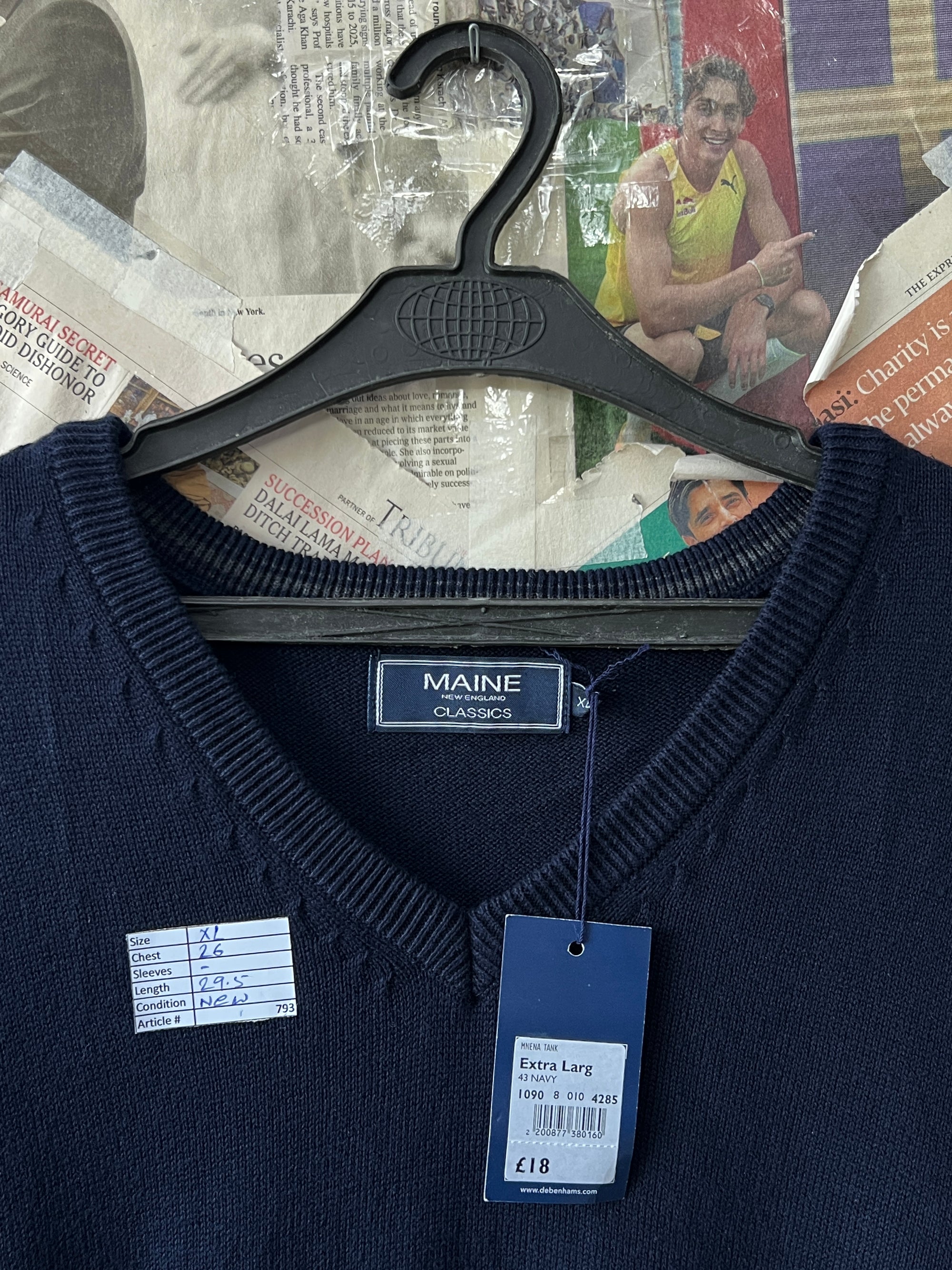 Maine® XL | Chest: 26" | Blue | Sleeveless Sweater | 793 - Genuine Maal