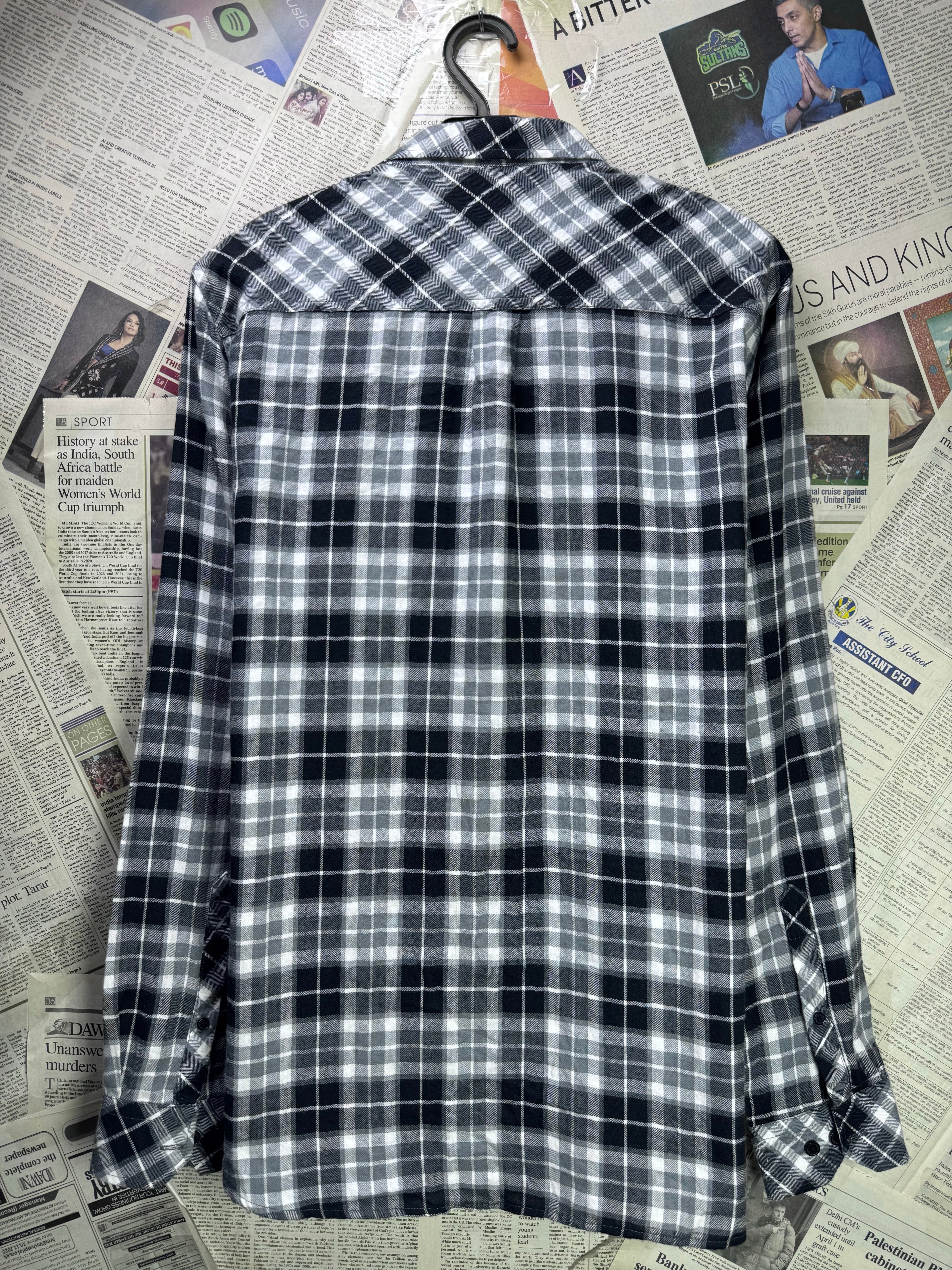 Furor® Small | Chest: 21" | Grey Plaid | Shirt | Cotton | 3738 - Genuine Maal