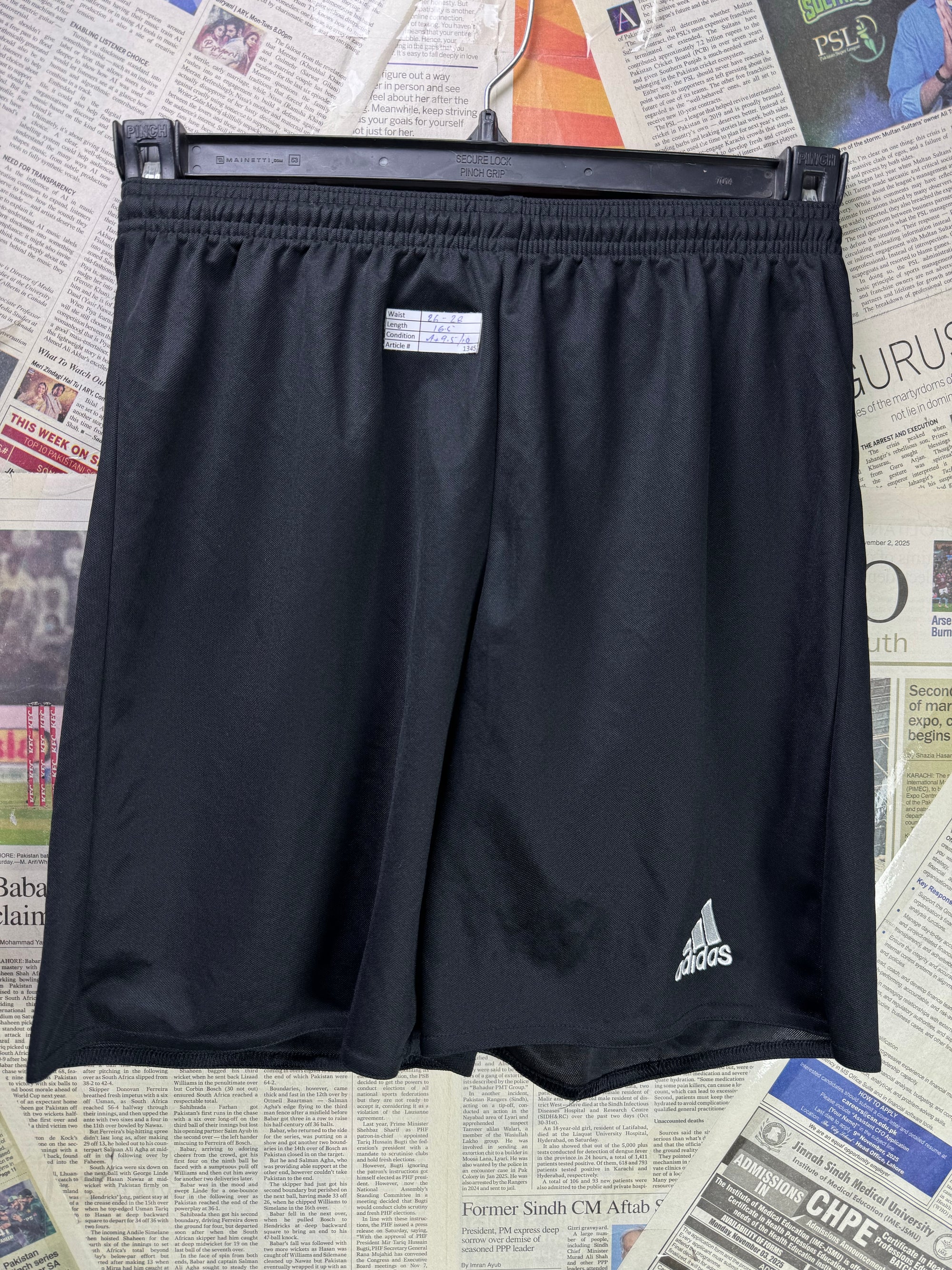 Adid*s® Waist: 26" to 28" | Black | Sports Shorts | Poly | 1345 - Genuine Maal