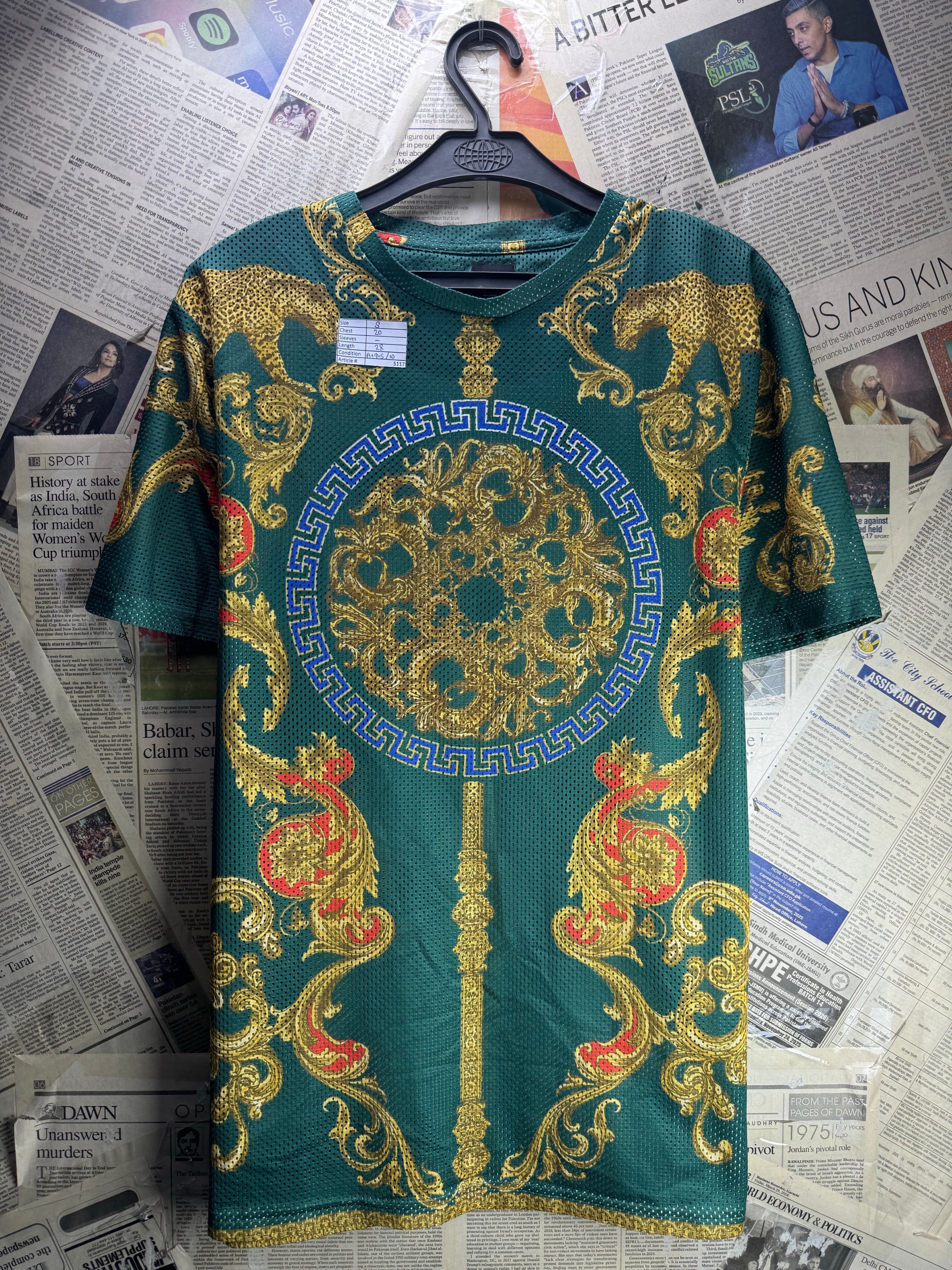 River Island® Small | Chest: 20" | Green | T-Shirt | Polyester | 5117 - Genuine Maal