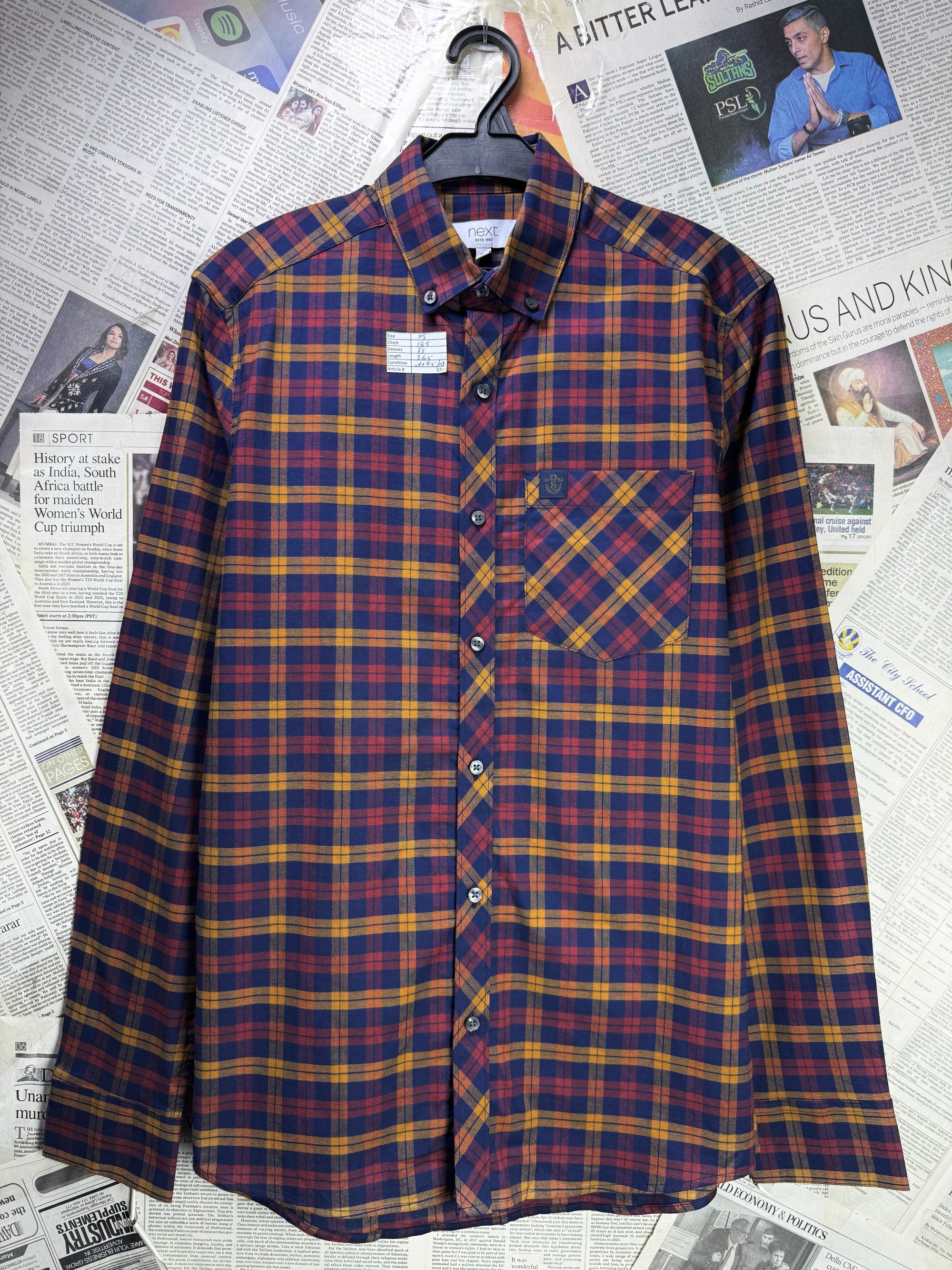 N*xt® XS | Chest: 18.5" | Plaid | Shirt | Cotton - Elastane | 3765 - Genuine Maal